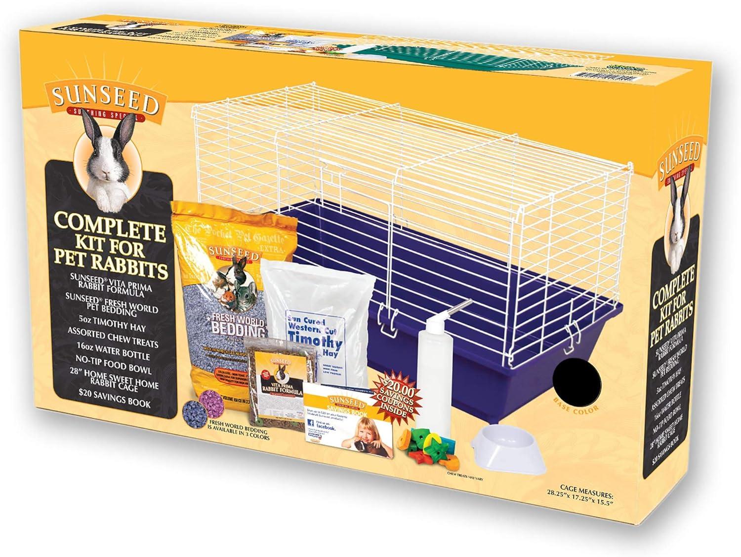 Ware Sweet Home Sunseed Rabbit Cage Starter Kit, Assorted Colors (1 Pack)