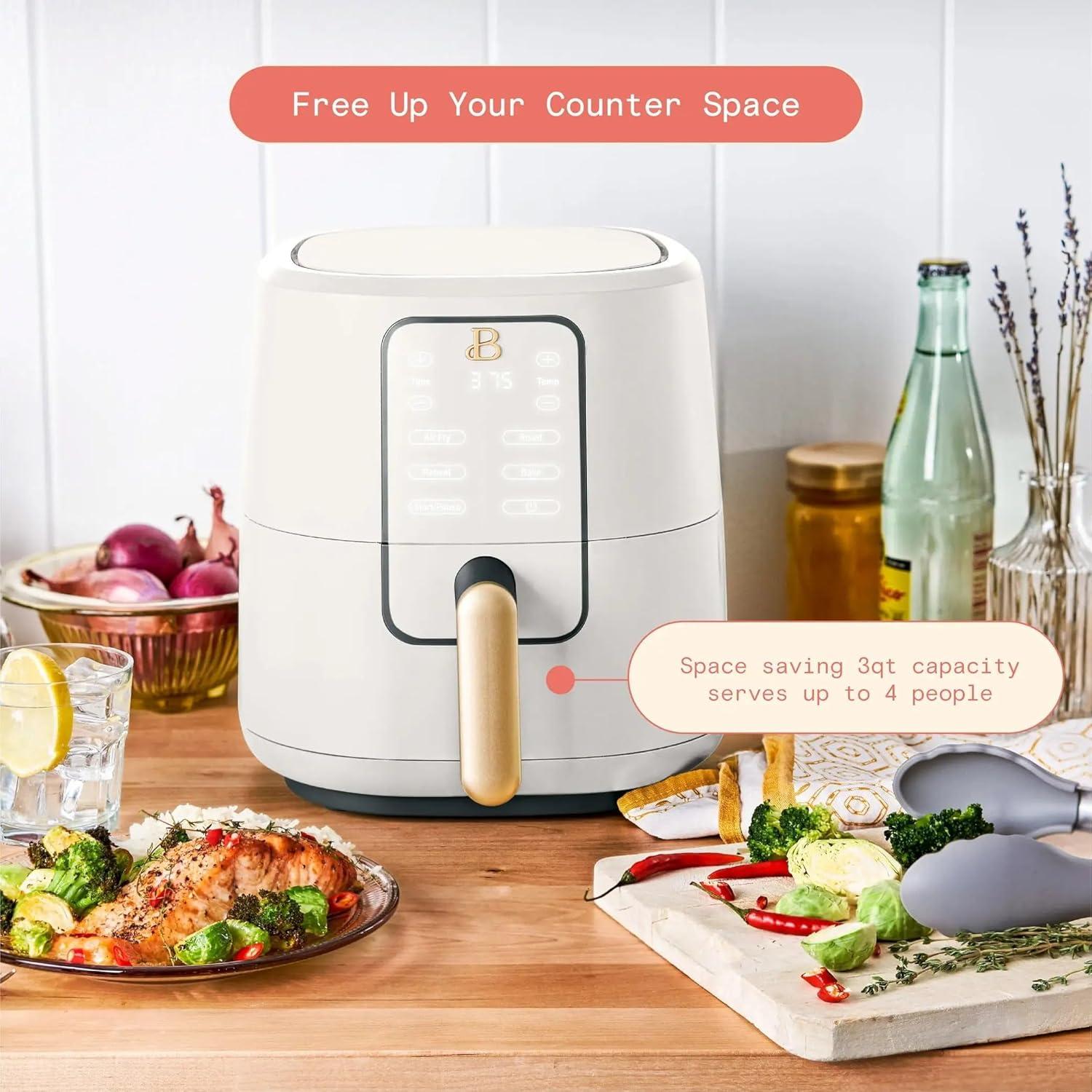 Beautiful 3 Qt Air Fryer with TurboCrisp Technology, White Icing by Drew Barrymore