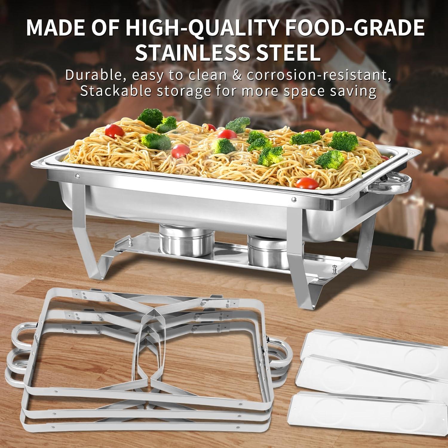 The Party Aisle™ Chafing Dishes For Buffet 4 Pack, 8 Qt Stainless Steel Chafers And Buffet Warmers Sets With Lid, Rectangle Serving Food Warmer Catering Supplies Buffet Display For Parties