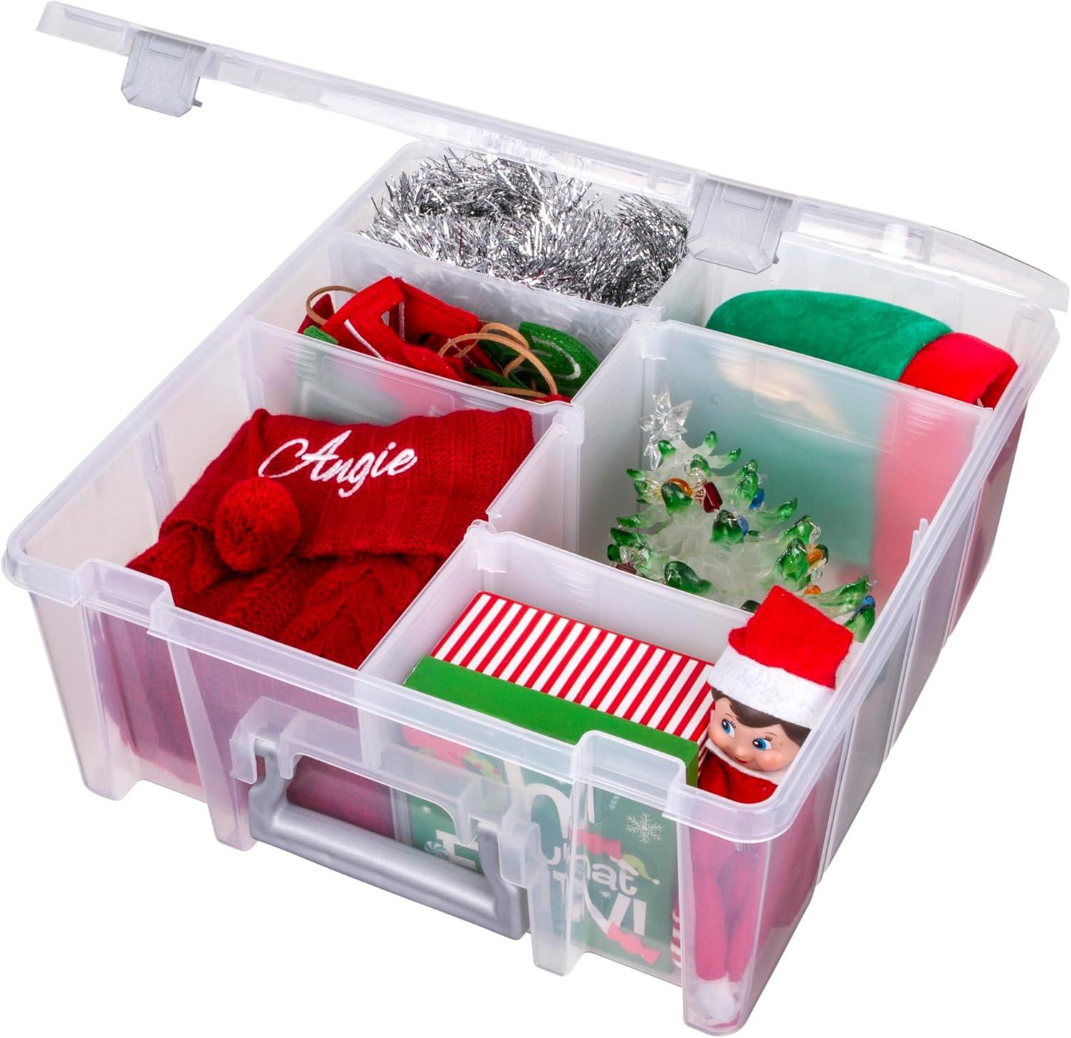 Clear Plastic Stackable Storage Box with Dividers