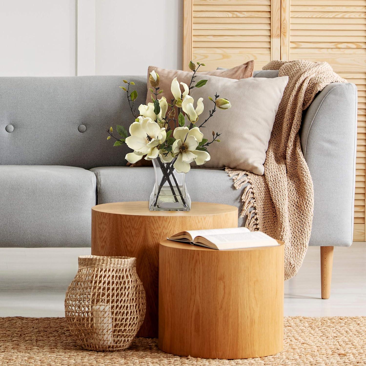 Serene White Magnolia Arrangement with Modern Glass Vase