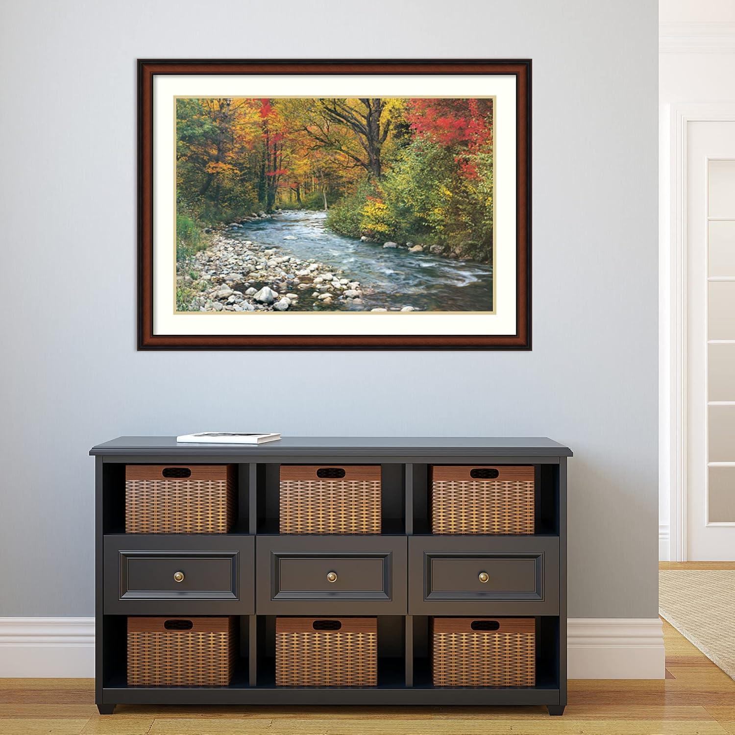 Forest Creek Fall Landscape Framed Wall Art in Walnut