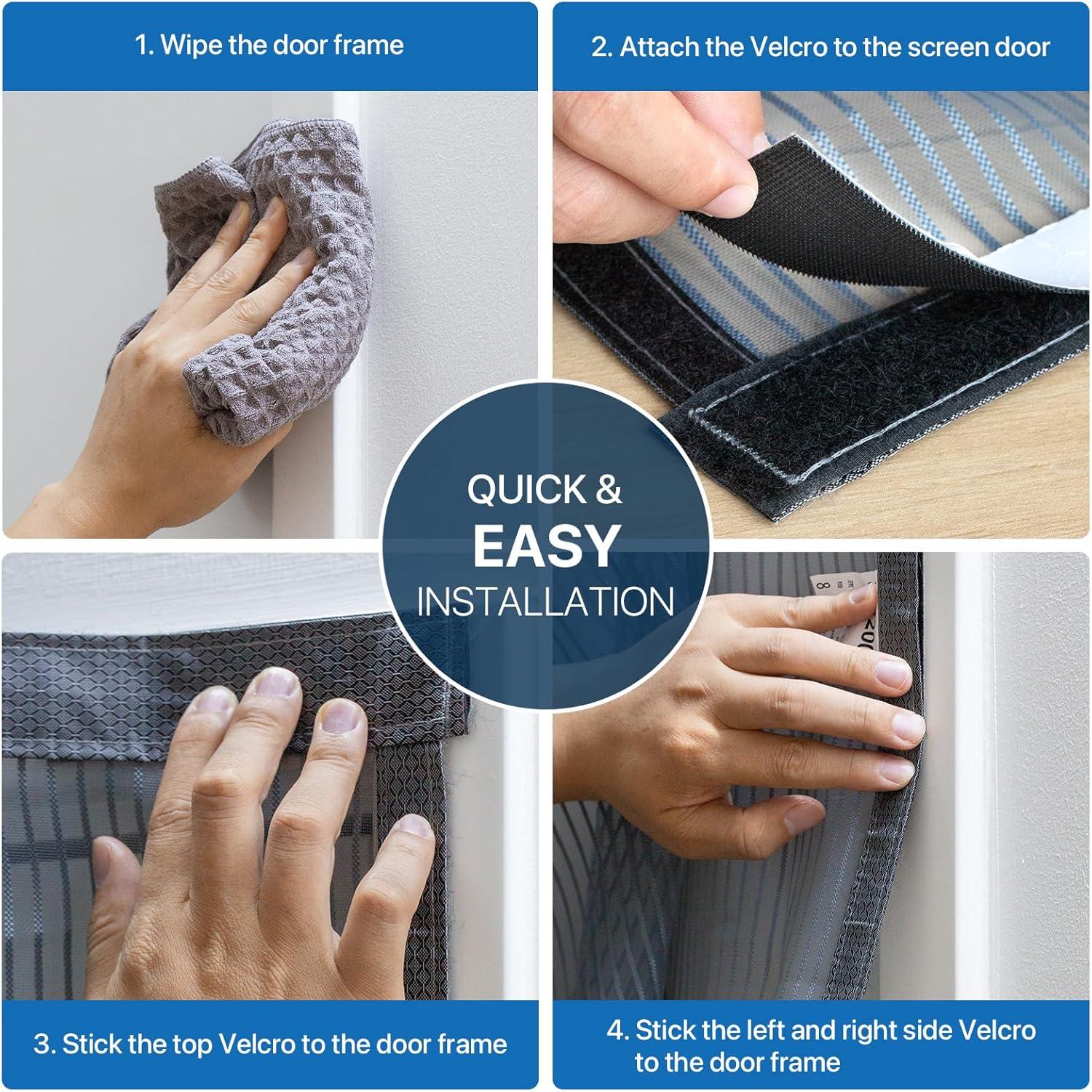 Heavy Duty Door Screen Magnetic Closure, LOVIGA Thickened Fiberglass Screen Door Mesh, Self Sealing, Tear Resistant, Easy Assemble, Fine Mesh Keep Bugs Out Fit Door Size 36 Inch X 78 Inch