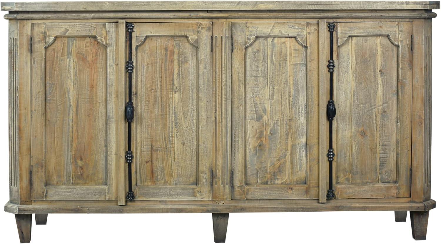 Cottage Panel Door Credenza Driftwood Brown Solid Wood Sideboard