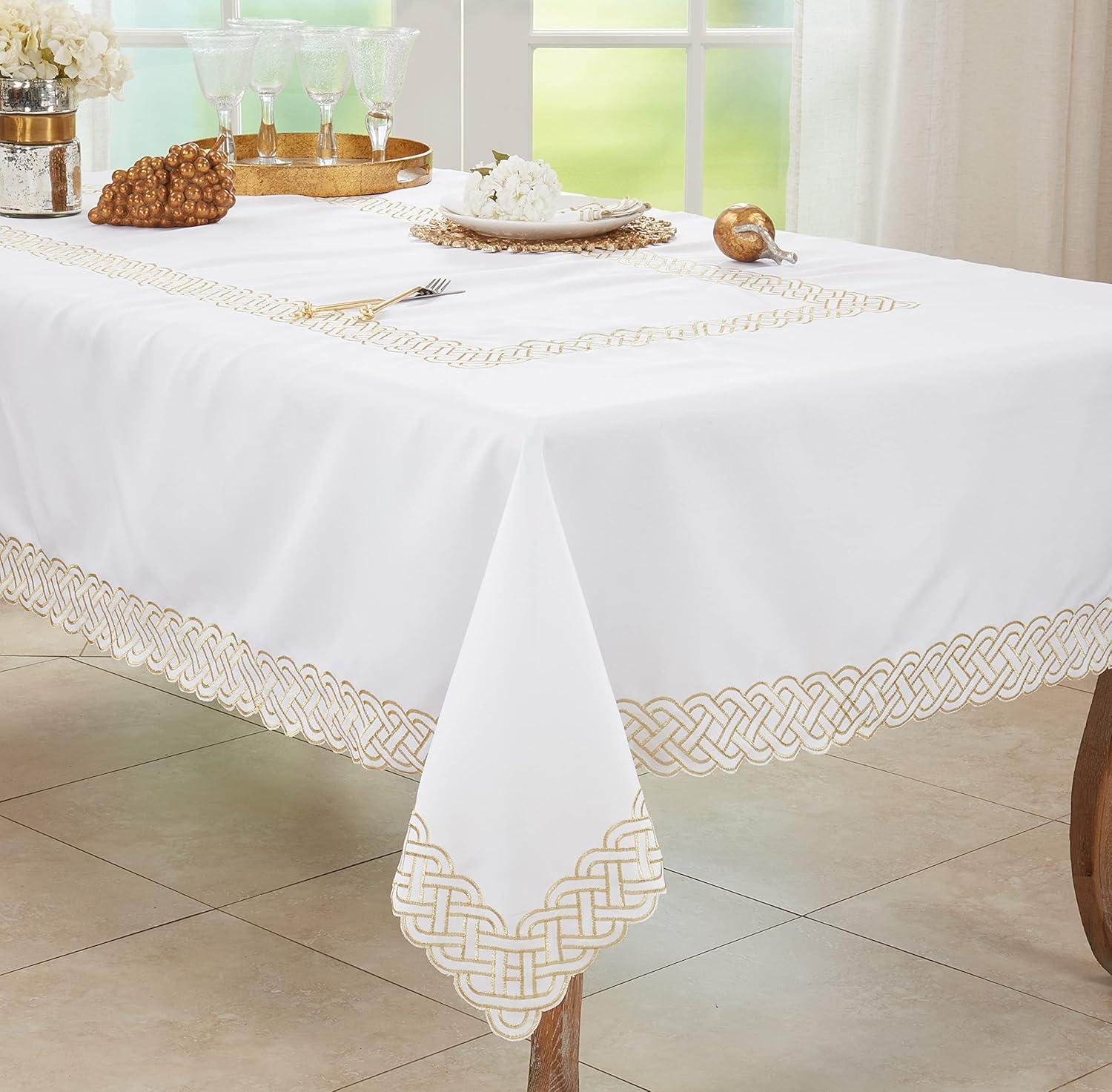 Saro Tablecloth With Braid Embroidery