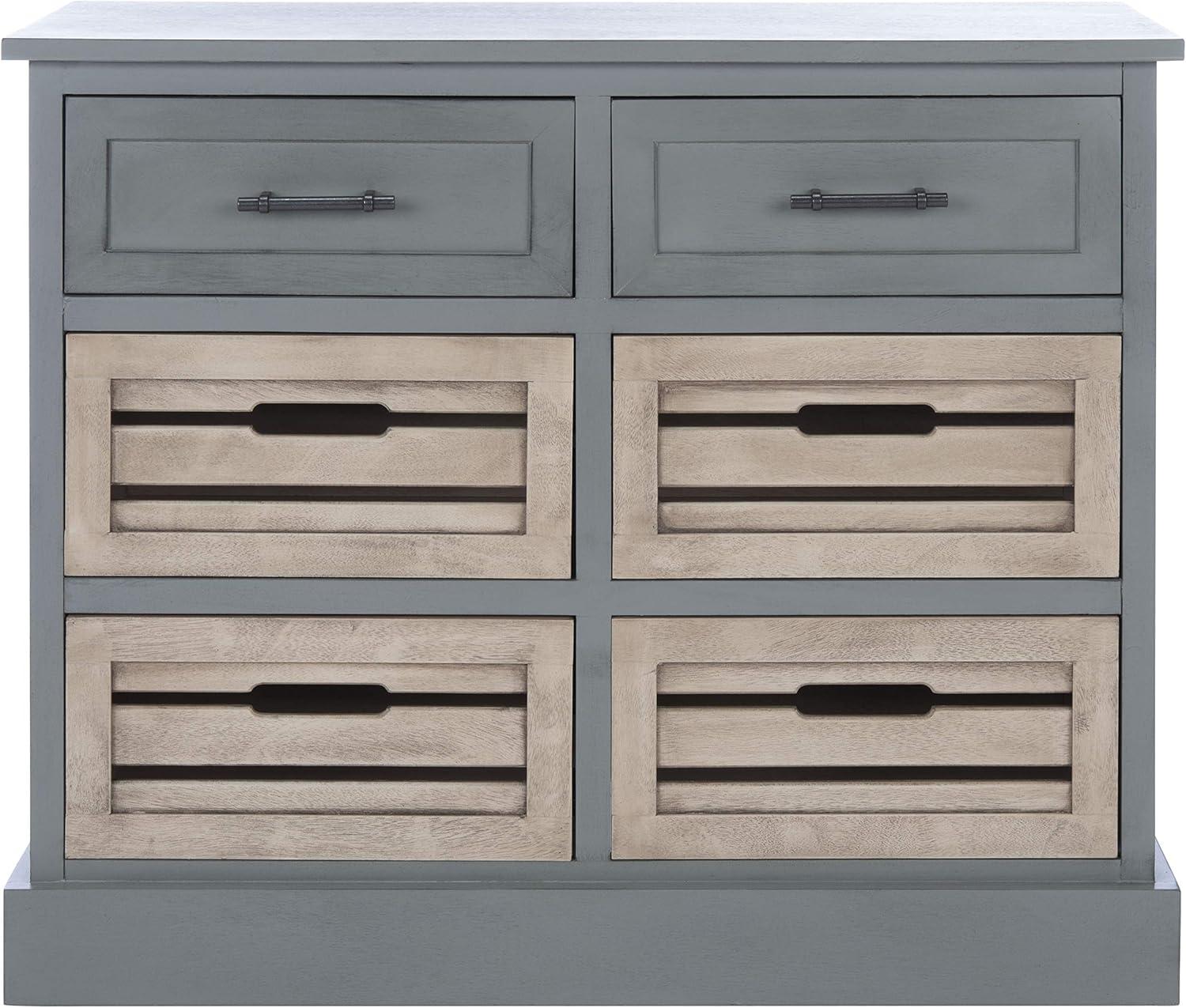 SAFAVIEH Briar Removable 6 Drawer Storage Chest, Distressed Grey Frame/Sand Drawers (31 in. W x 12.5 in. D x 26 in. H)