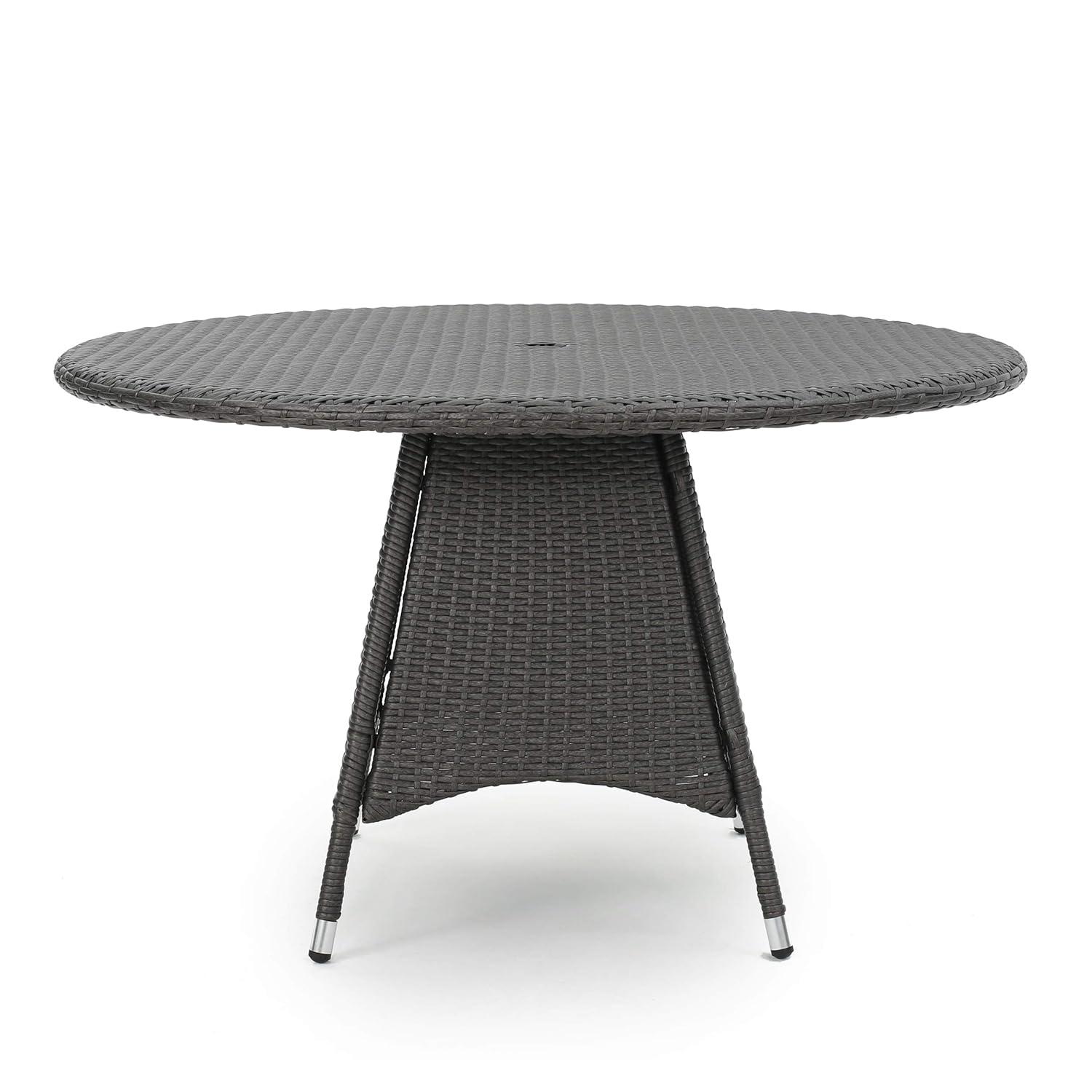 Colonial Outdoor Wicker Round Dining Table, Grey