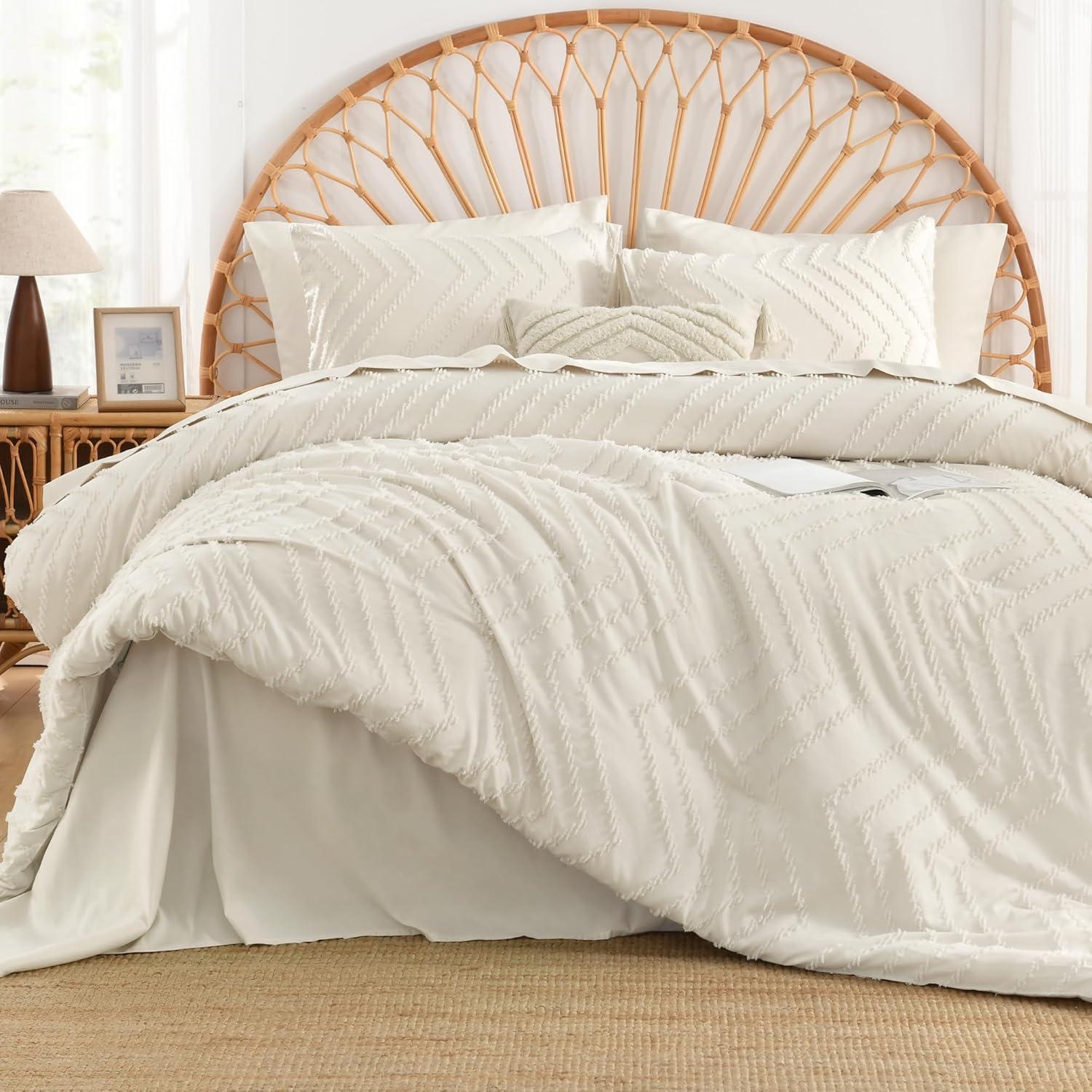 Andency Emerald Dark Green Comforter Set Full, Bed in a Bag 7 Pieces Boho Tufted Bedding Set, All Season Bed Sets with 1 Comforter, 2 Pillow Shams, 2 Pillowcases, 1 Flat Sheet, 1 Fitted Sheet