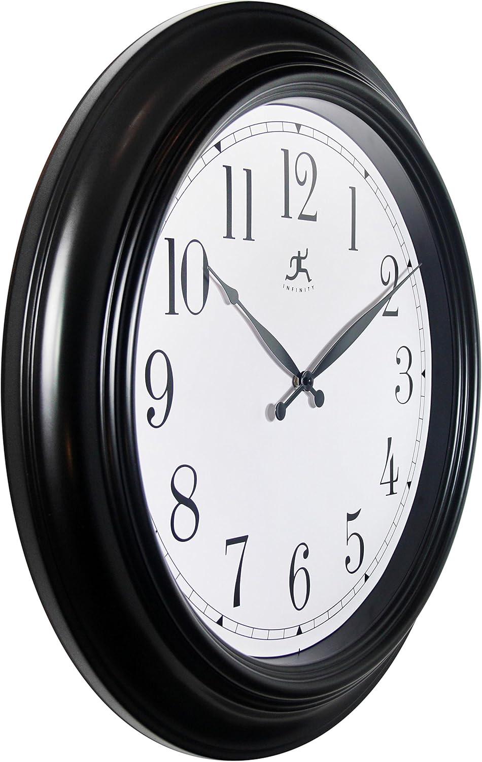 24" Classic Wall Clock Black - Infinity Instruments: Easy-to-Read, Modern Decor, Indoor Use