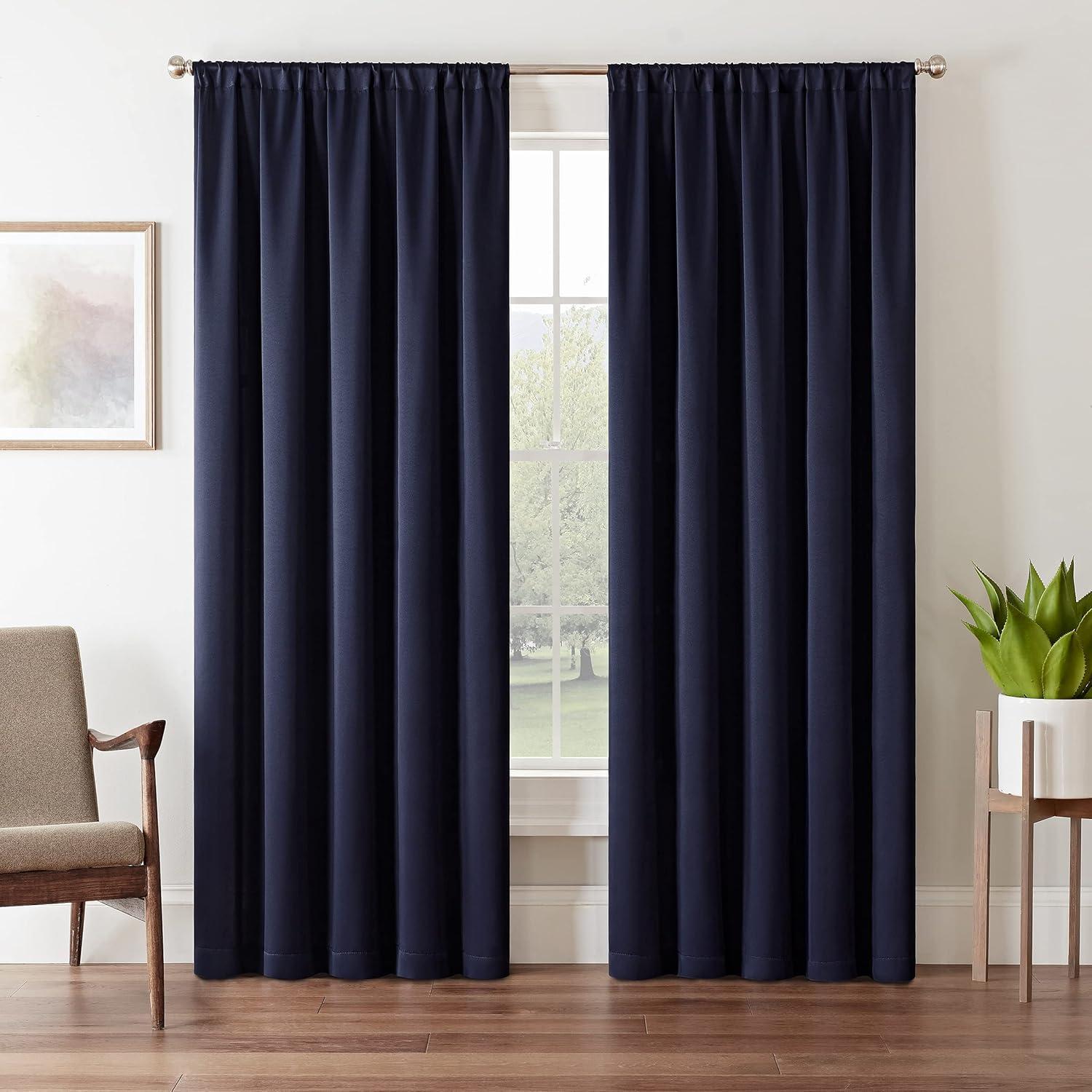 Eclipse Tricia Solid Curtain Panel, Room Darkening Rod Pocket Curtain Thermapanel (1 Panel)