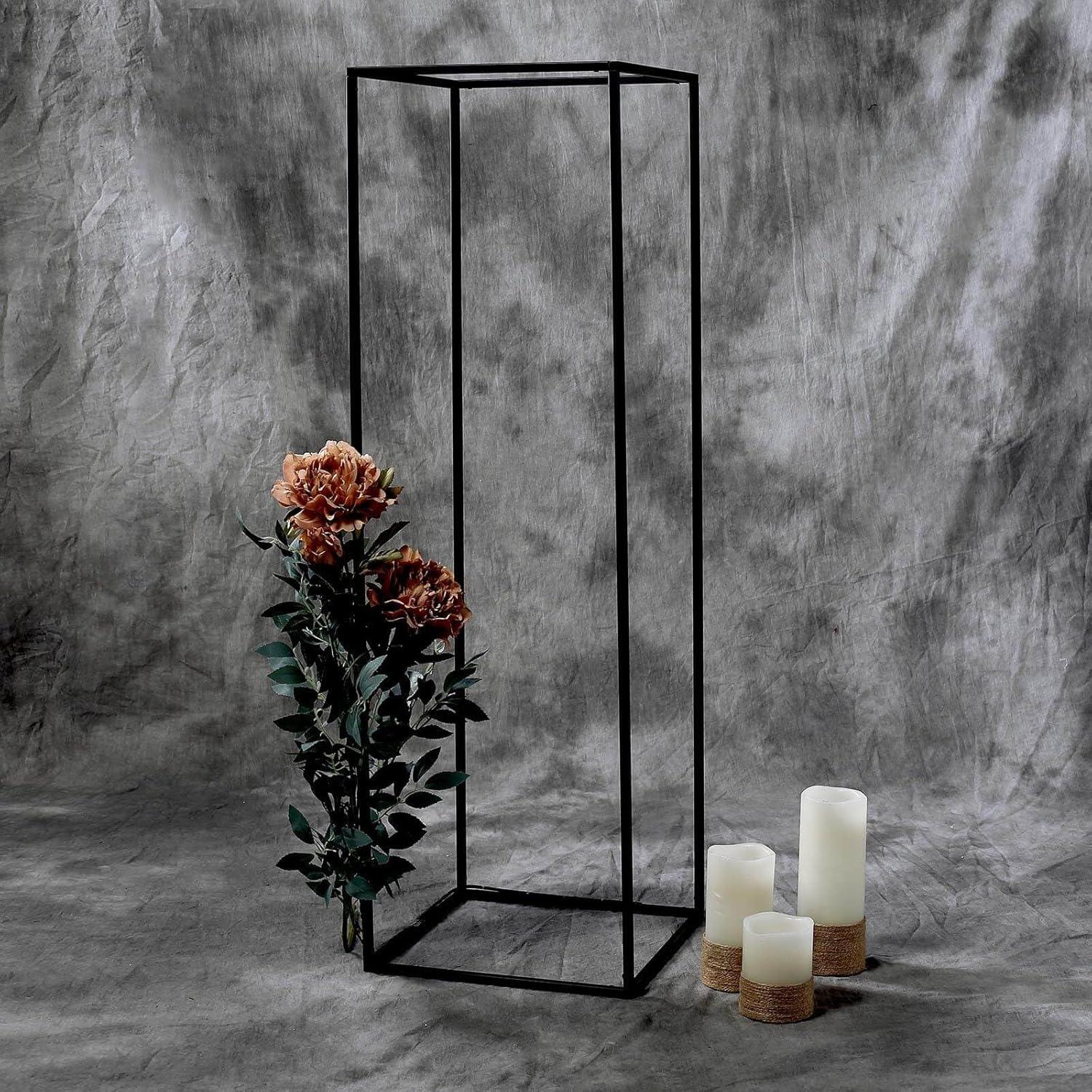 Efavormart Paquete de 2 - Soporte de Flores de Boda de Metal Negro Mate Rectangular de 40", Jarrones Geométricos para Centro de Mesa de Cena de Fiesta de Boda, Decoración de Hotel de Restaurante
