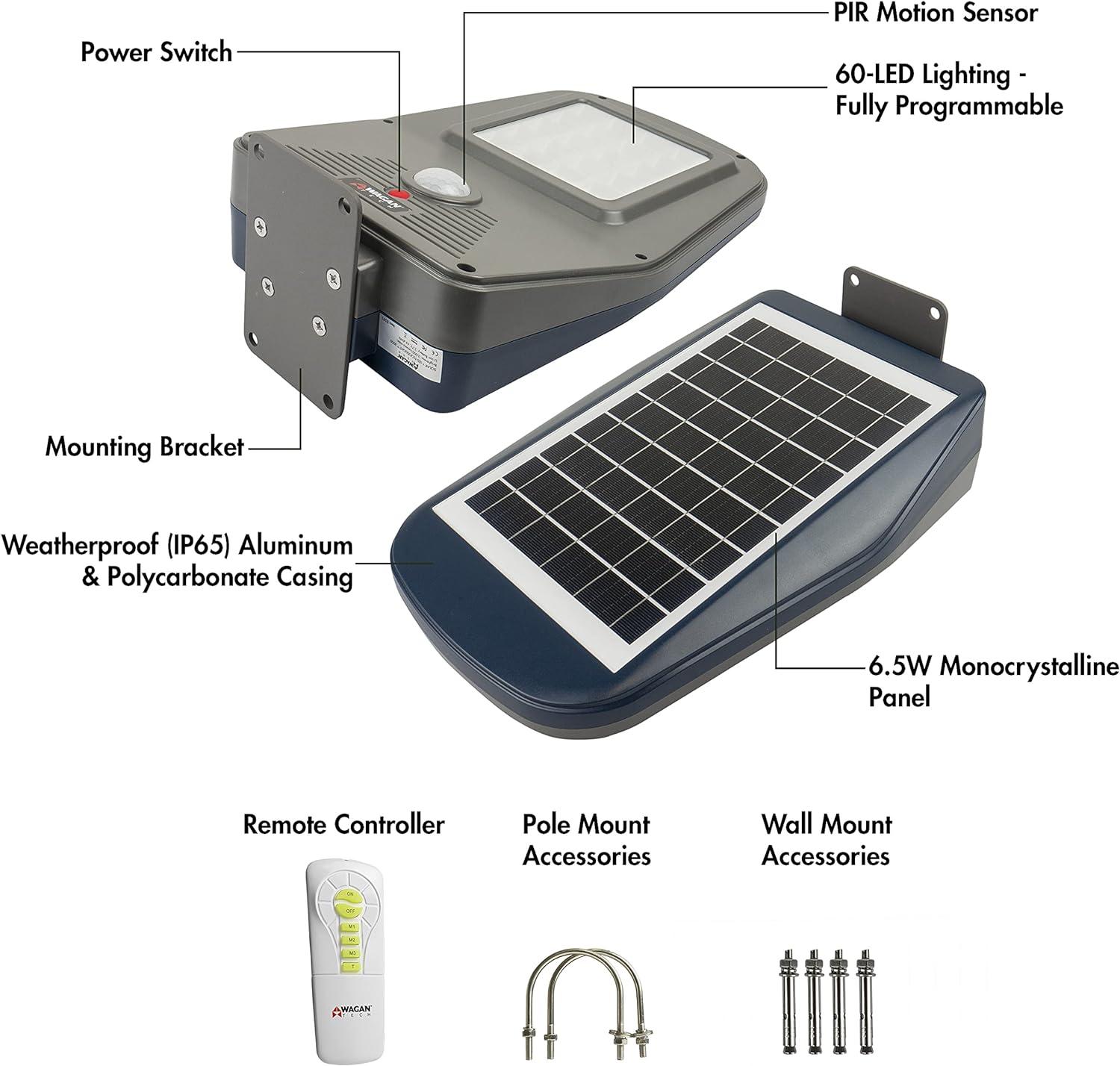 Solar-Powered 3000 Lumen Polycarbonate LED Floodlight with Remote