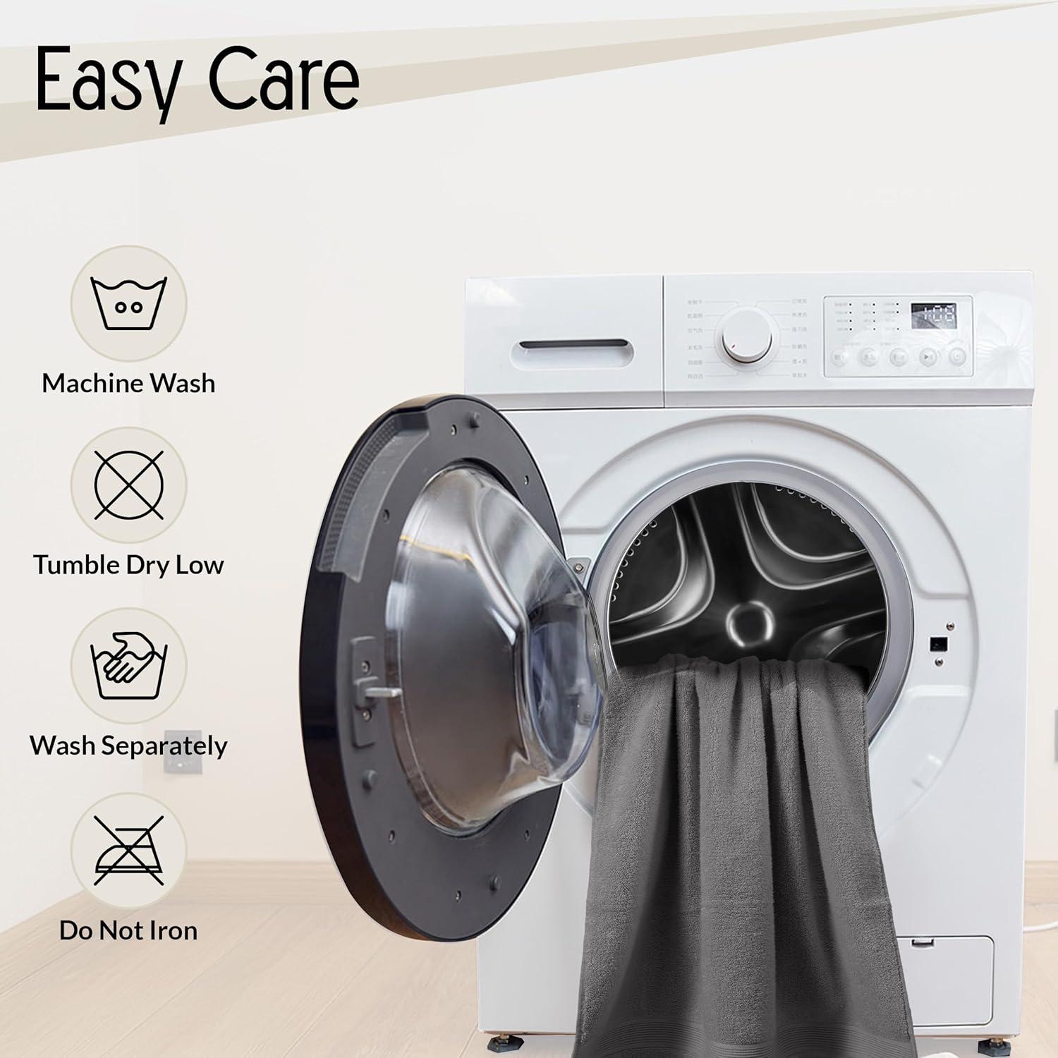 100% Cotton Quick-Dry Everday Towel Set - Great Bay Home (6 Pack Hand Towels, Dark Grey)