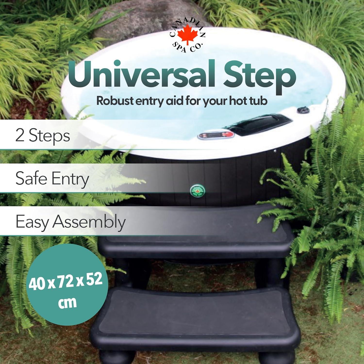 Black Polypropylene Non-Slip 2-Step Hot Tub Spa Stairs