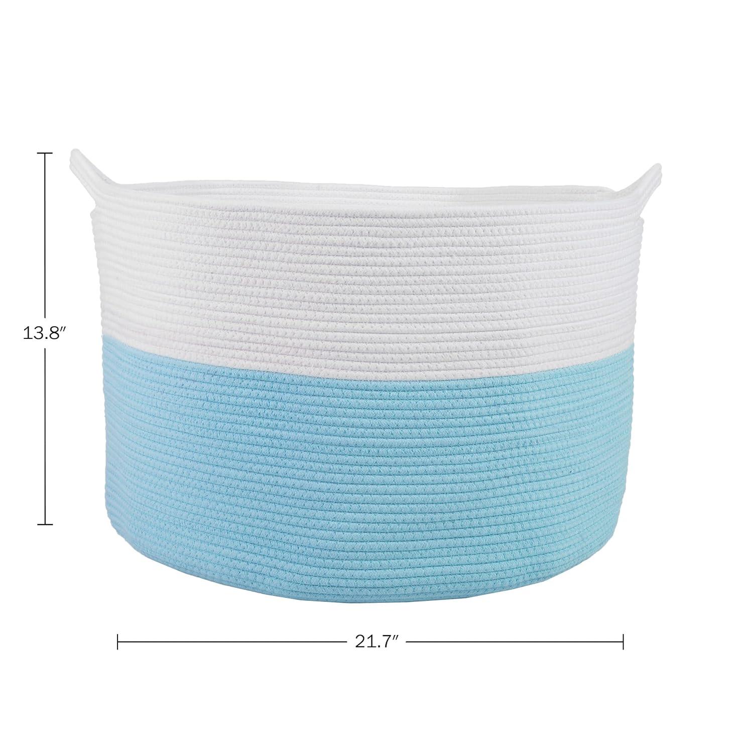 Home-Complete Extra-Large Woven Rope Basket, Blue