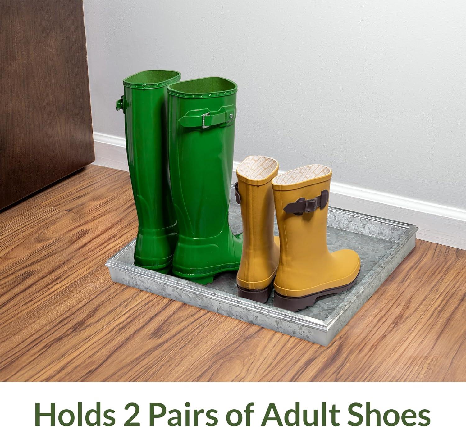Galvanized Gray Rectangular Metal Multi-Purpose Boot Tray