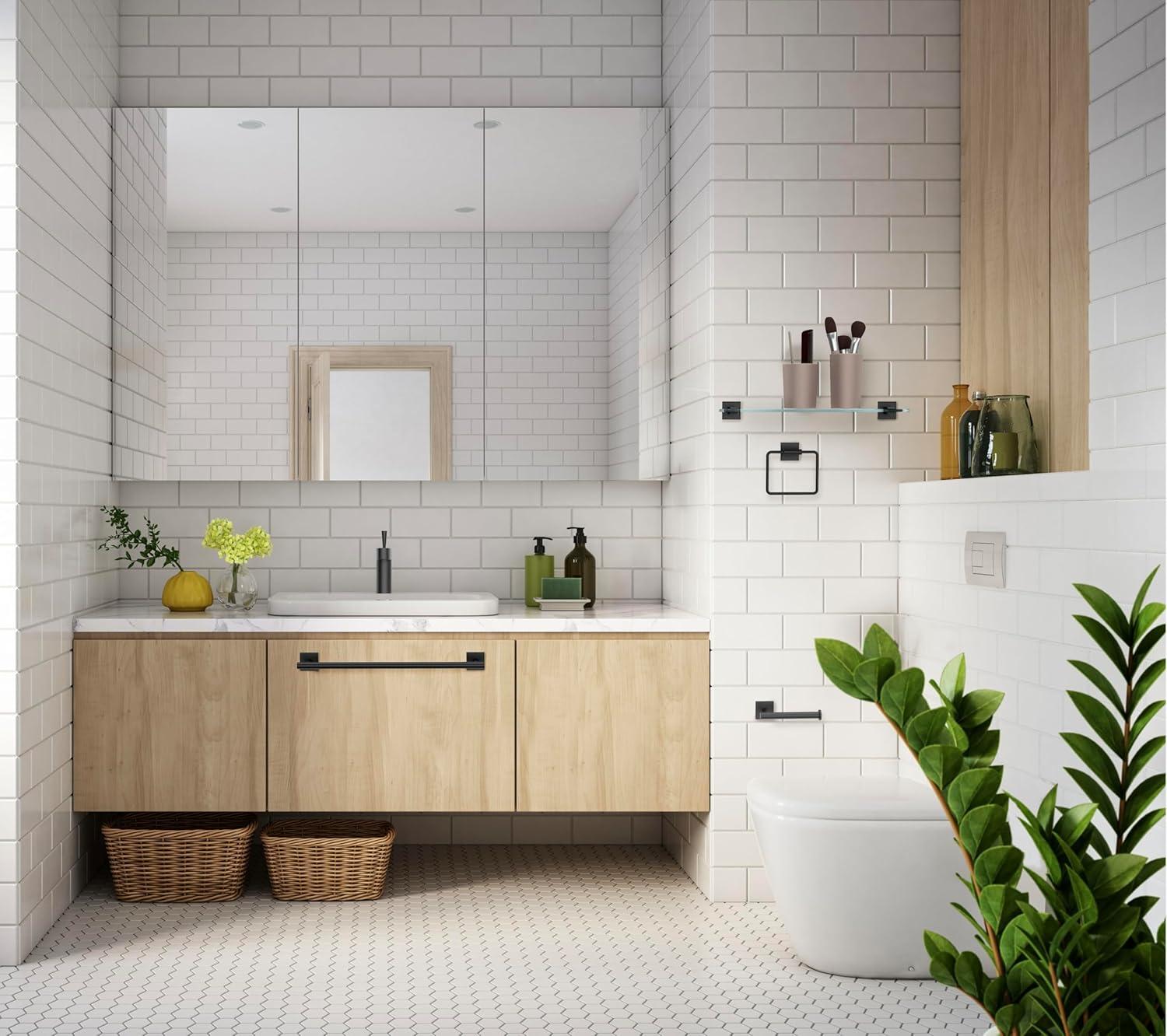 Gatco Mode Towel Ring | Wall Mounted 5.75" W Square Shape Towel Holder for Bathroom, Kitchen 5612MX