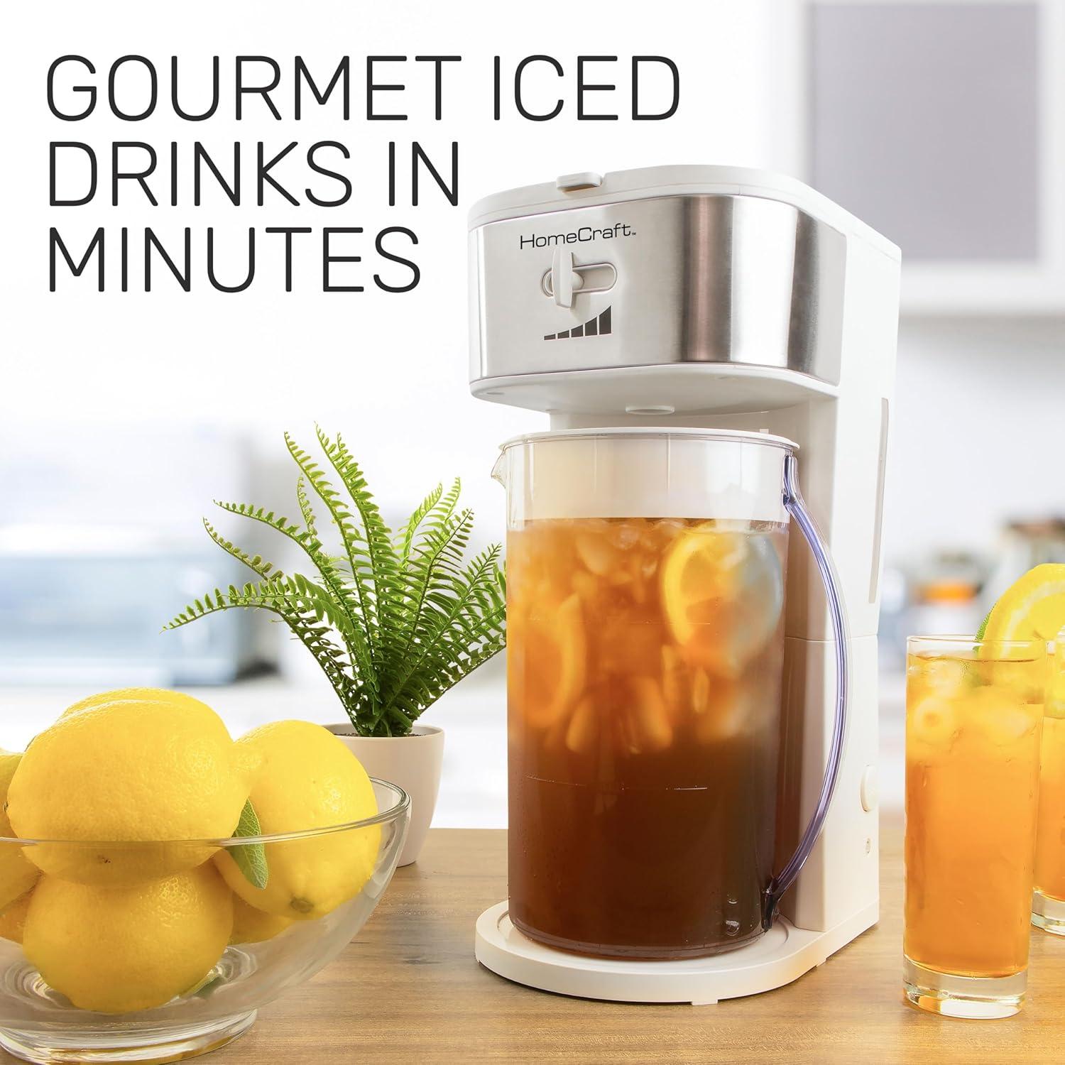 HomeCraft 3-Quart White Stainless Steel Café' Ice Iced Coffee and Tea Brewing System