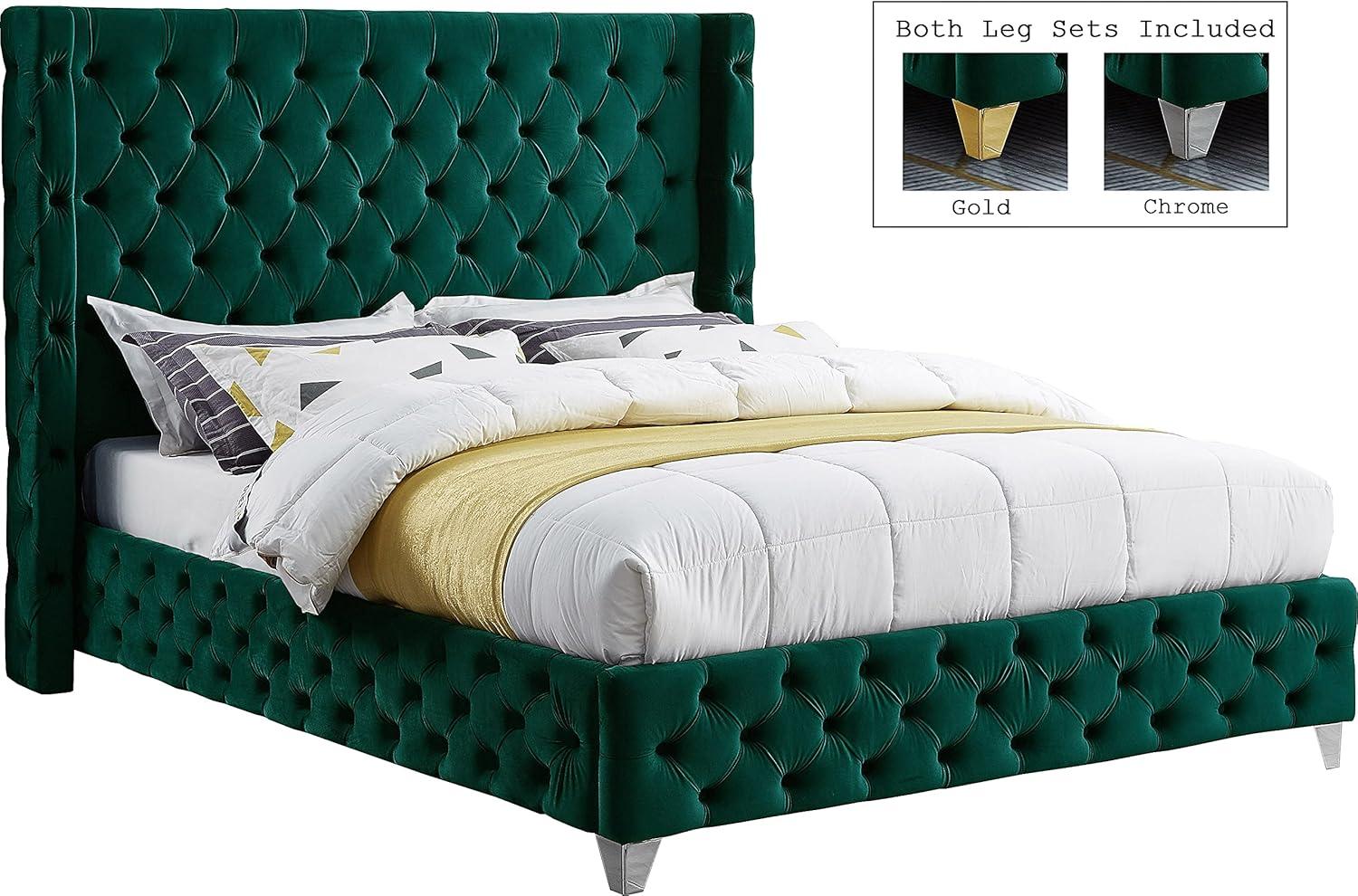 Meridian Furniture Savan Green Velvet King Bed