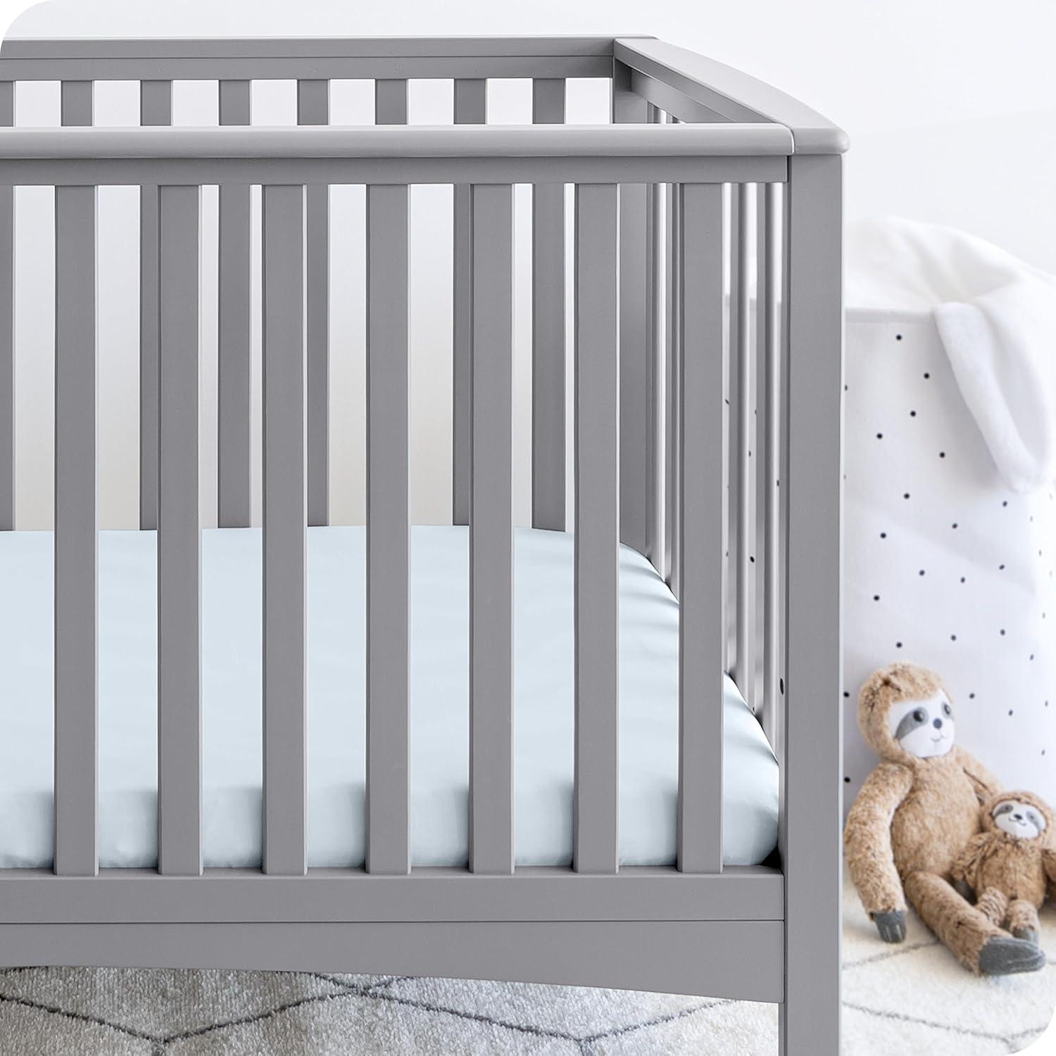 Fitted Crib Microfiber Sheet Sky Blue 3 pk by Bare Home