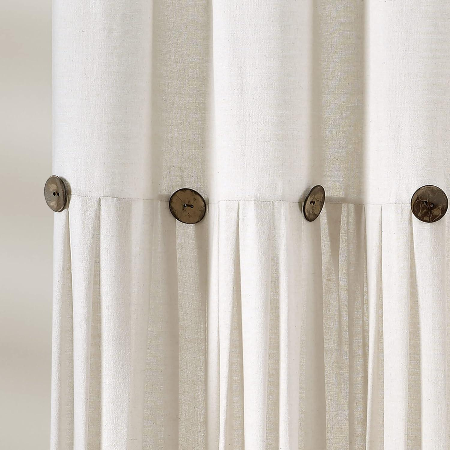 Linen Button Shower Curtain Off White Single 72X72