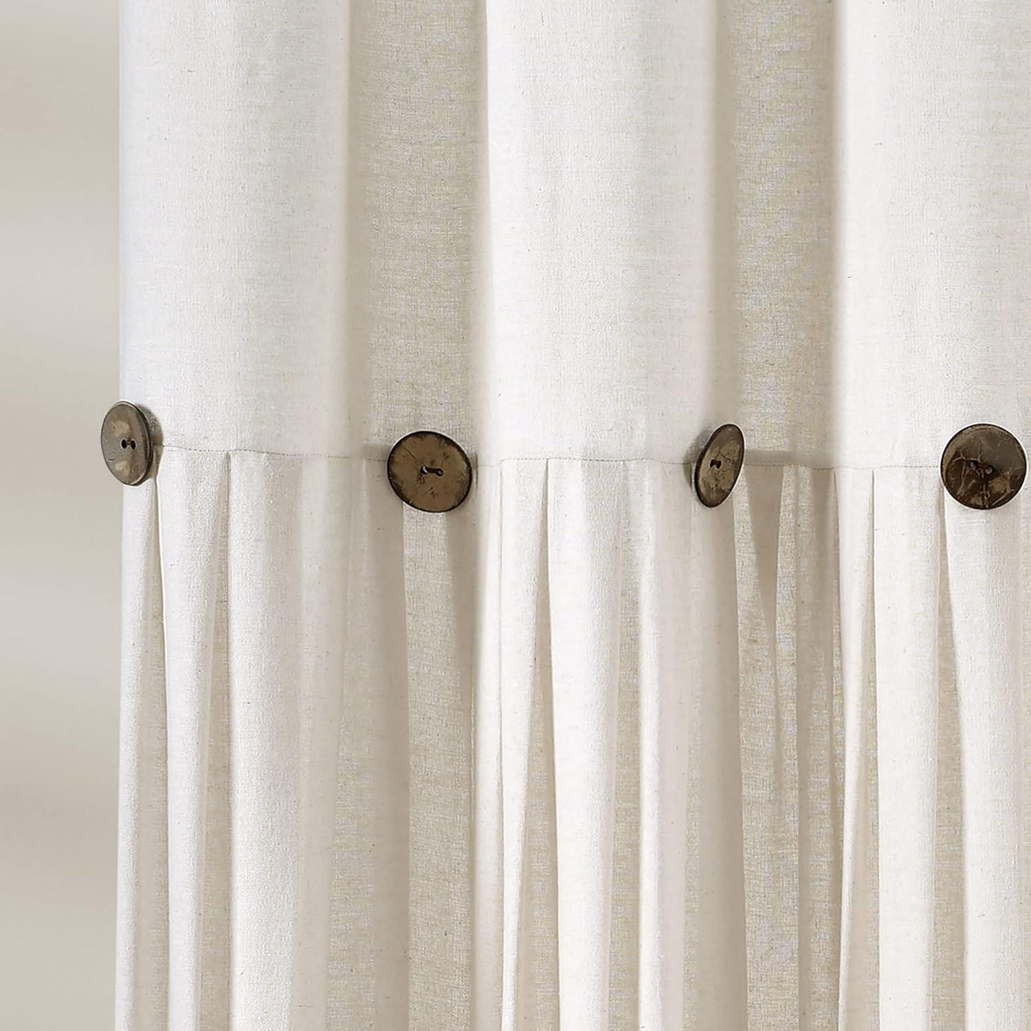 Linen Button Shower Curtain Off White Single 72X72