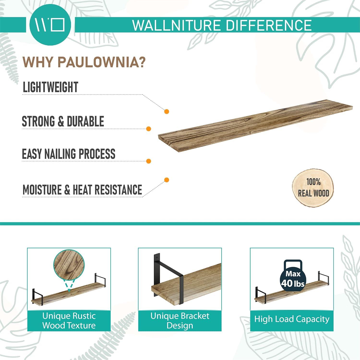 Toledo 36" Black and Burnt Wood Floating Shelves Set