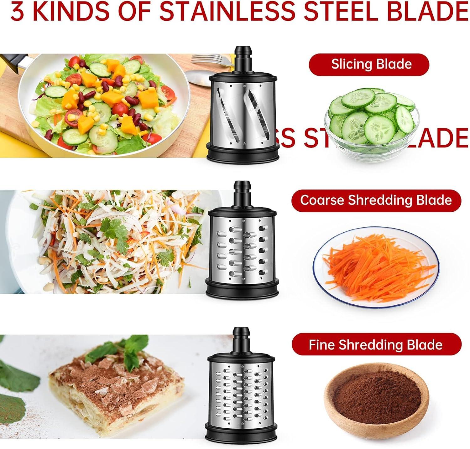 Slicer Shredder Attachments for AMZCHEF Slow Masticating Juicer ZM1501&GM3001 Rotary Cheese Grater Mandoline Vegetable Slicer for Fruit,Vegetables,Nuts with 3 Interchangeable Blades (Stainless Steel)