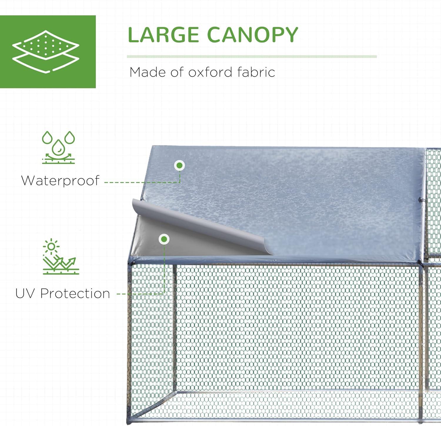 PawHut Large Chicken Coop Metal Chicken Run for Chickens with Waterproof and Anti-UV Cover, Spire Shaped Walk in Fence Cage Hen House for Outdoor and Yard Farm Use, 1" Dia, 23' x 6.6' x 6.4'