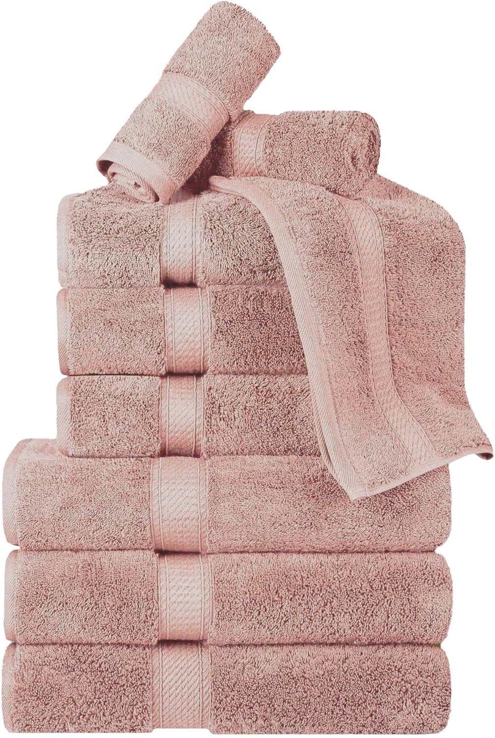 Superior Egyptian Cotton Heavyweight 9-Piece Towel Set, Muted Mauve