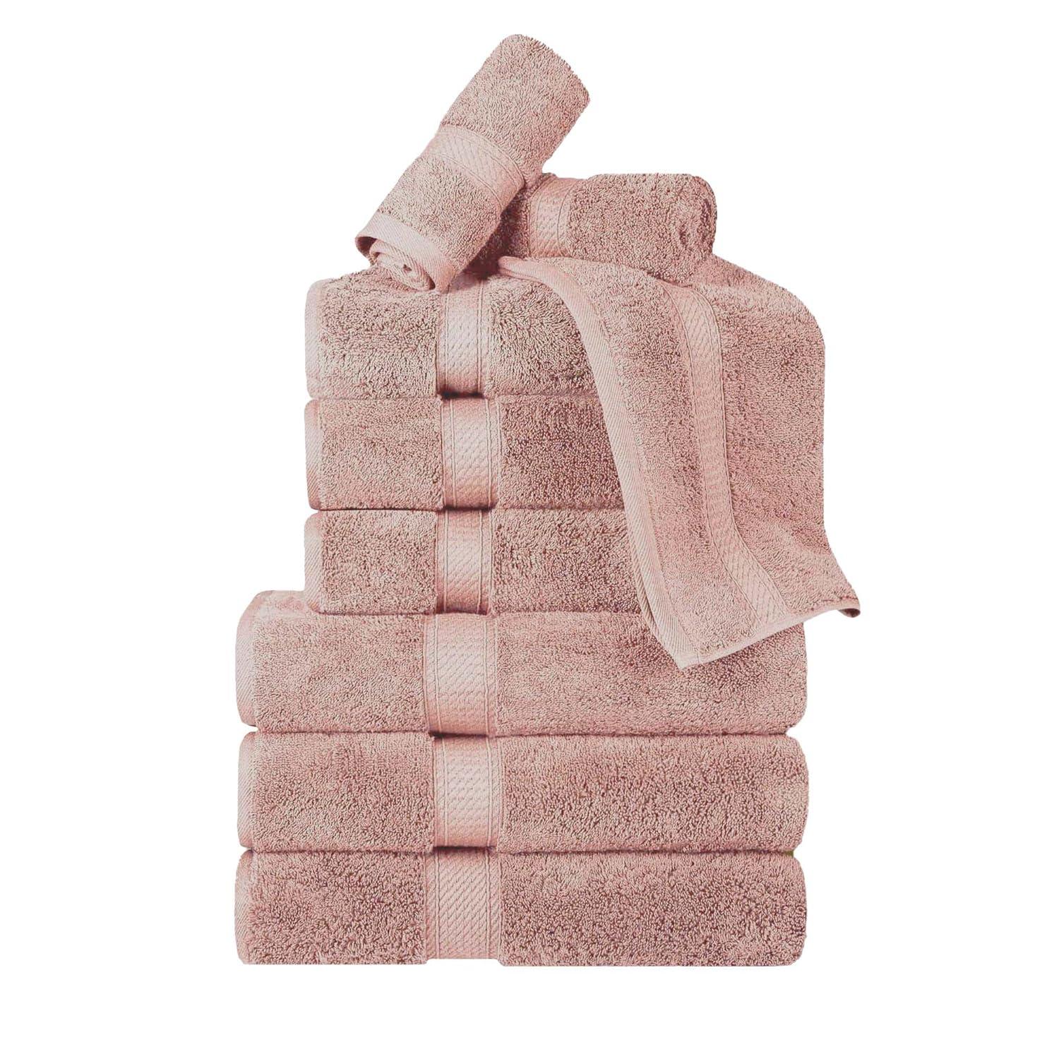 Superior Egyptian Cotton Heavyweight 9-Piece Towel Set, Muted Mauve
