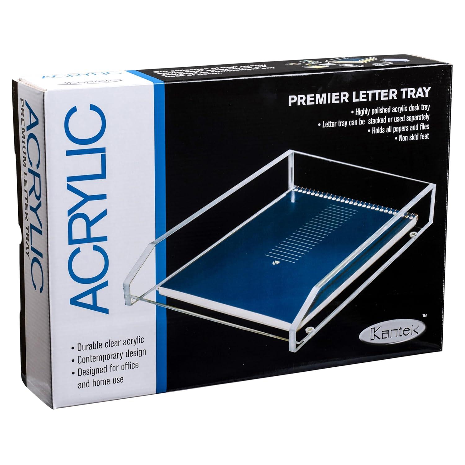 Kantek Kantek Clear Acrylic Single Letter Tray Plastic Stackable Paper Organizer