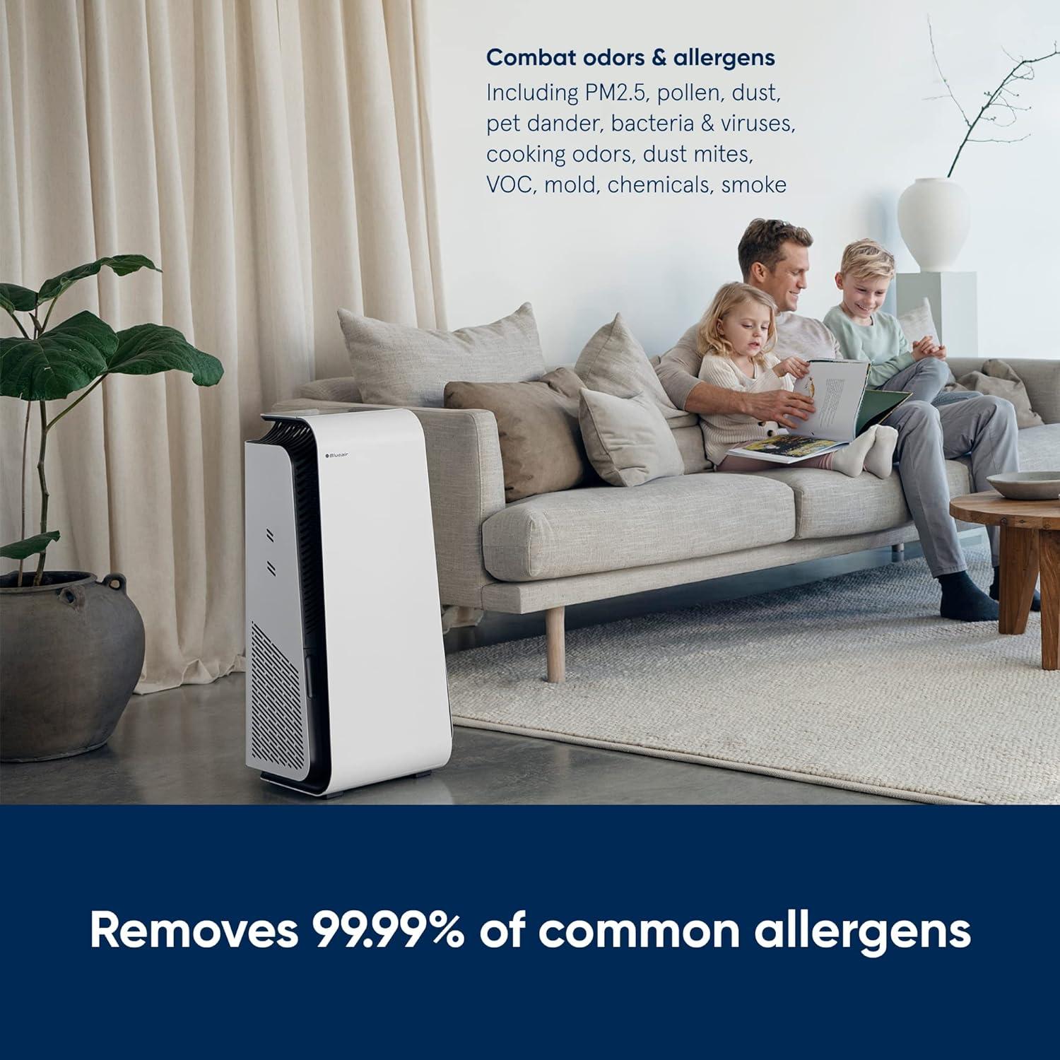 BLUEAIR Protect 7470i Smart Auto HEPASilent 22dB Air Purifier for Large Room up to 2000sqft, 24/7 Protection Against Viruses and Bacteria, Smoke Dust Pollen, Google/Alexa Voice App Control, LCD, White