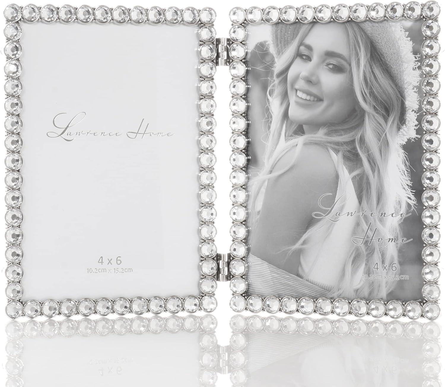 4x6 Silver Metal Sparkle Double Frame - Clear Brilliance