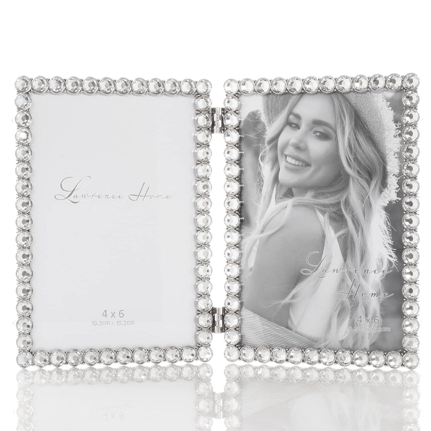 4x6 Silver Metal Sparkle Double Frame - Clear Brilliance