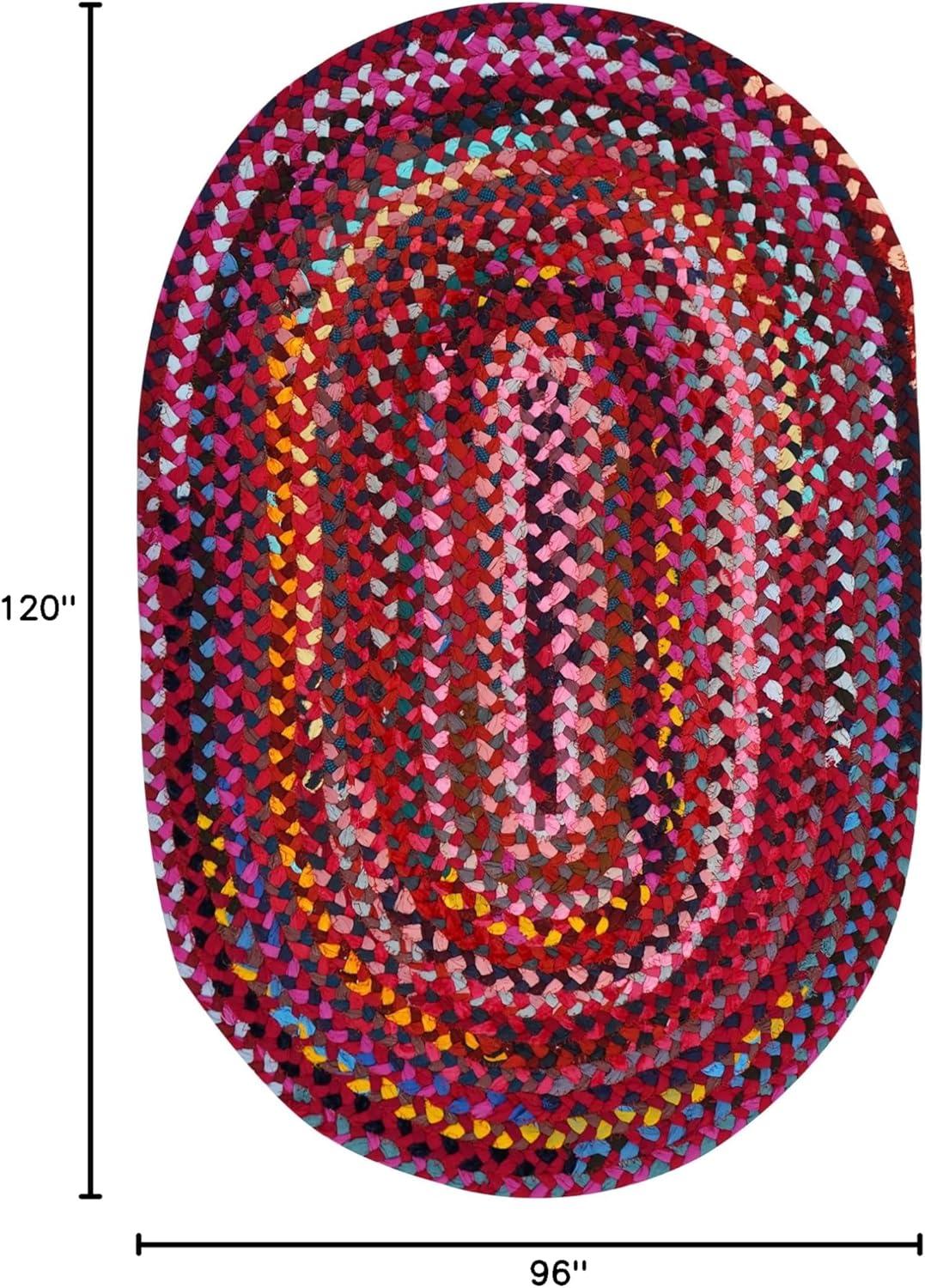 Homespice Chindi Rug 8x10' Made from Colorful Chindi Fabric, The Perfect Indoor and Handmade Chindi Rugs and Red Rug for Kids Room, Study Room, and Bedroom