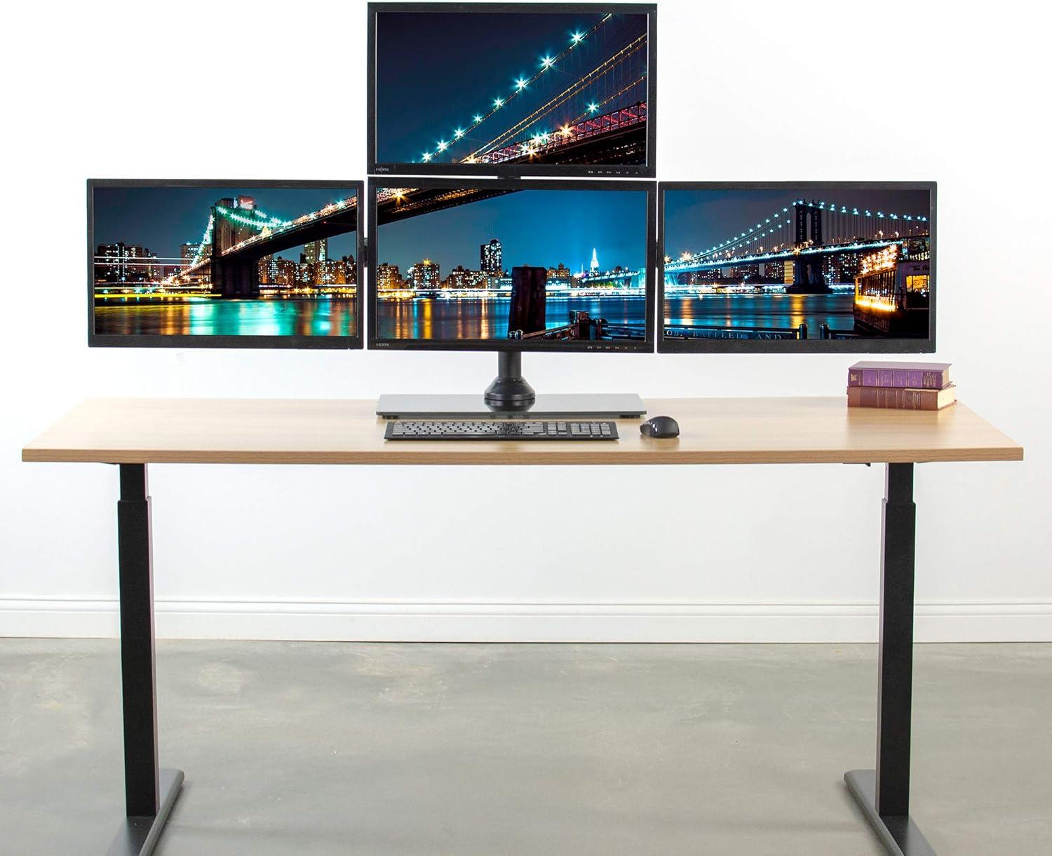 VIVO Steel Quad Freestanding 3 + 1 Monitor Mount | 4 Screens up to 24"