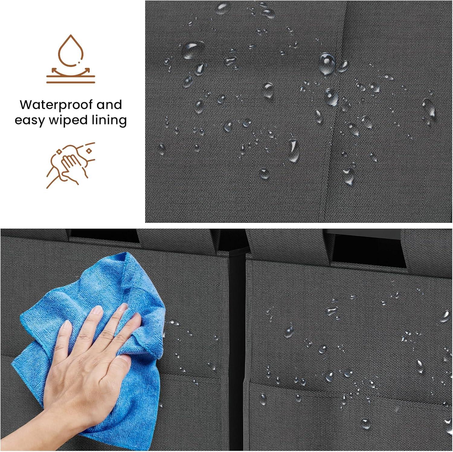 VASAGLE 46L Laundry Hamper Laundry Basket with 2 Pull-Out Bags Laundry Sorter with Shelf Rustic Brown and Black