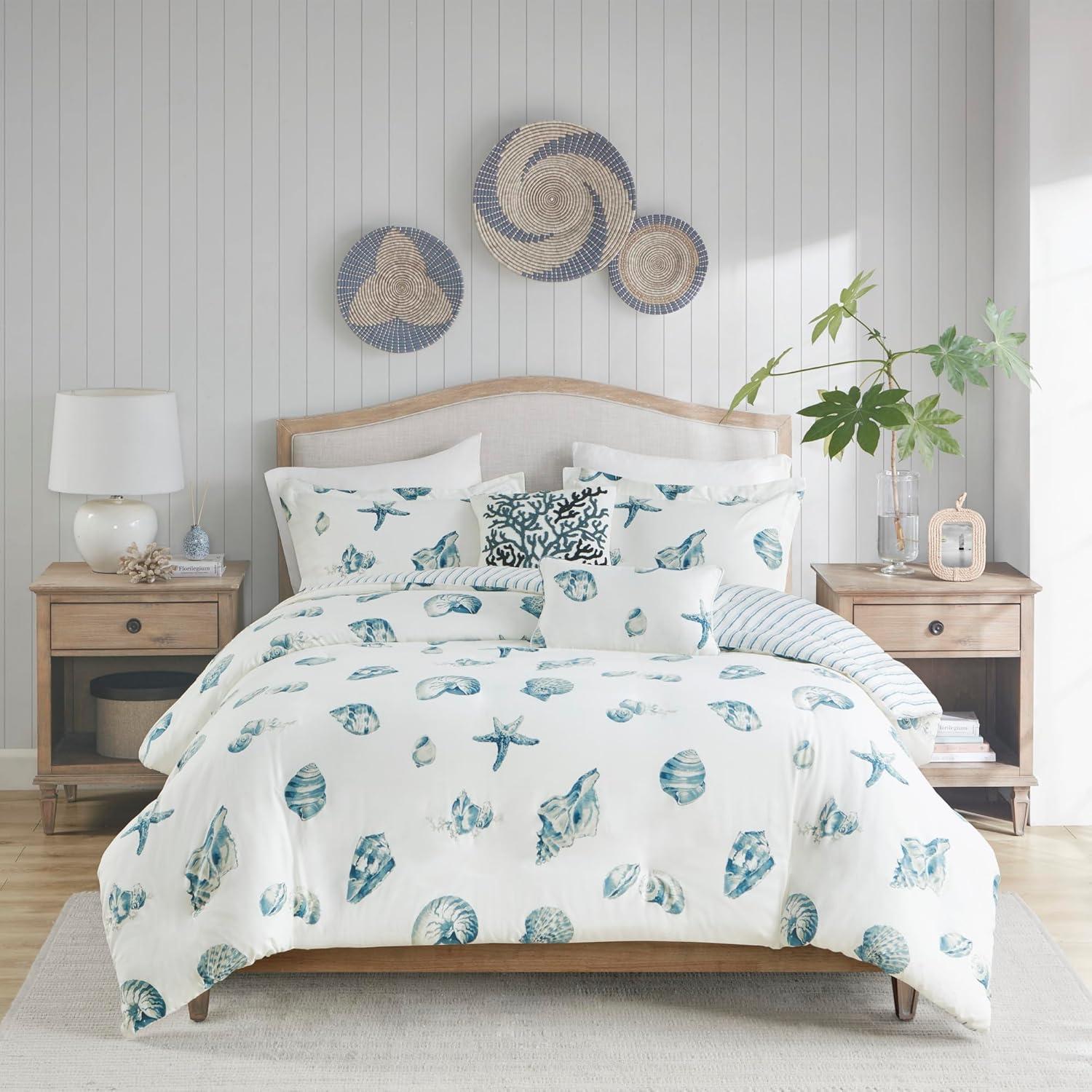 Twin Nautical Blue and White Cotton Sham Set