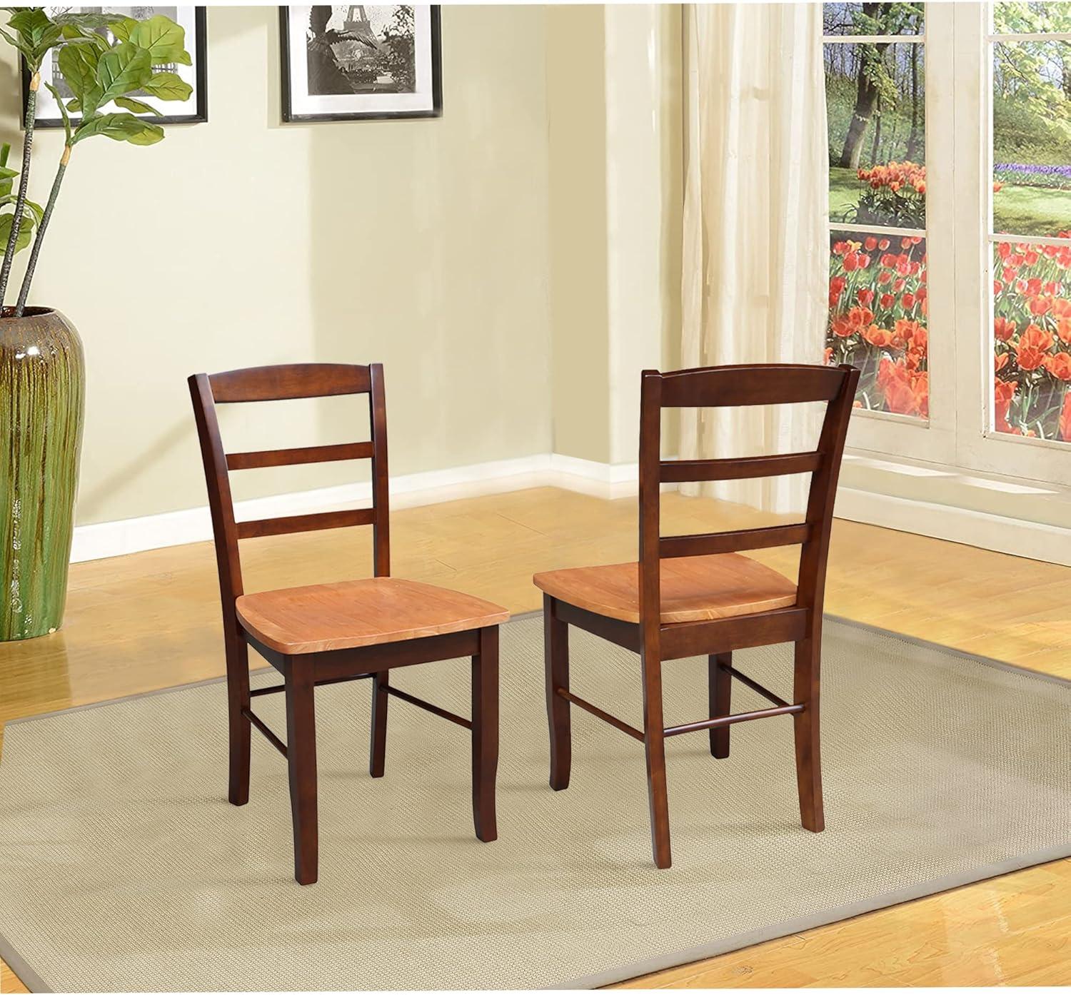 International Concepts Set of 2 Madrid Ladderback Chairs Cinnamon/Espresso: Hardwood Frame, Spot Clean, No Arms