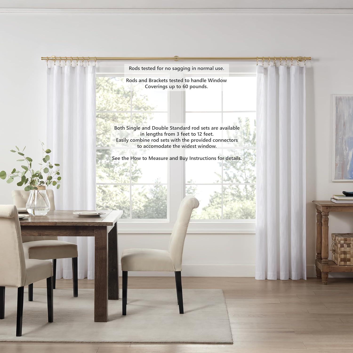 Cambria Designer Series Premium 1-1/8 in Larger Dia. Non-Adjustable Curtain Rod and Designer Brackets