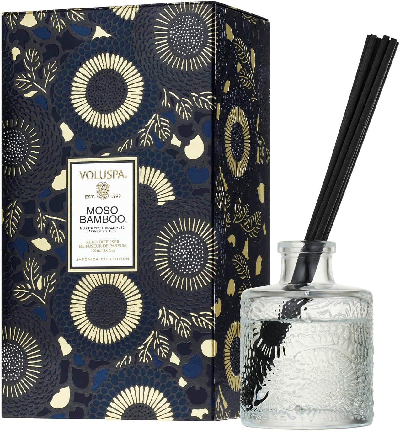 Moso Bamboo Reed Diffuser with Embossed Glass Bottle