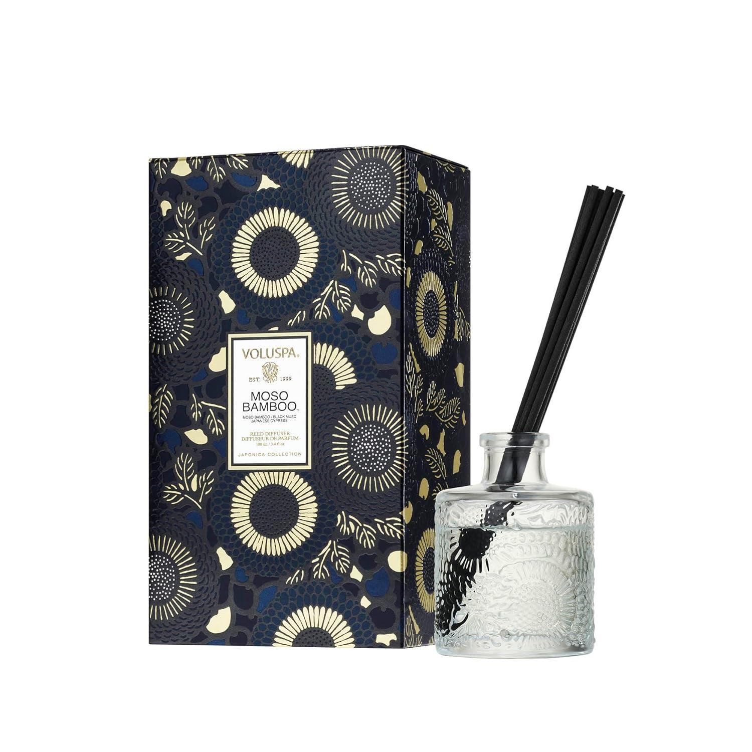 Moso Bamboo Reed Diffuser with Embossed Glass Bottle