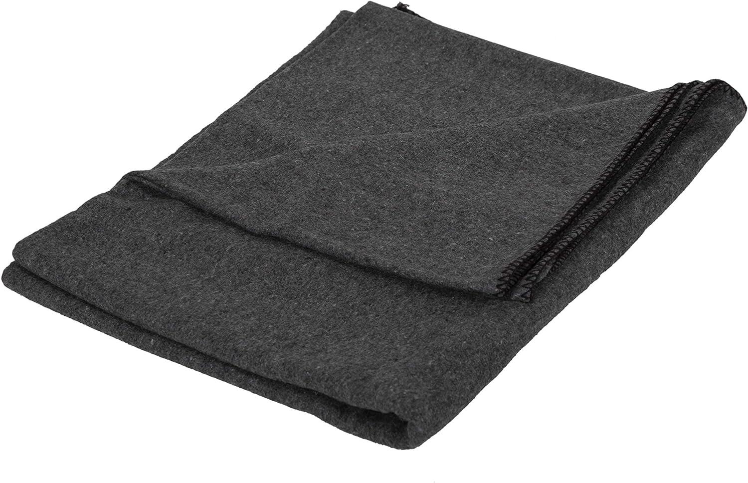 Gray Wool Blend Camping Blanket 60" x 80"