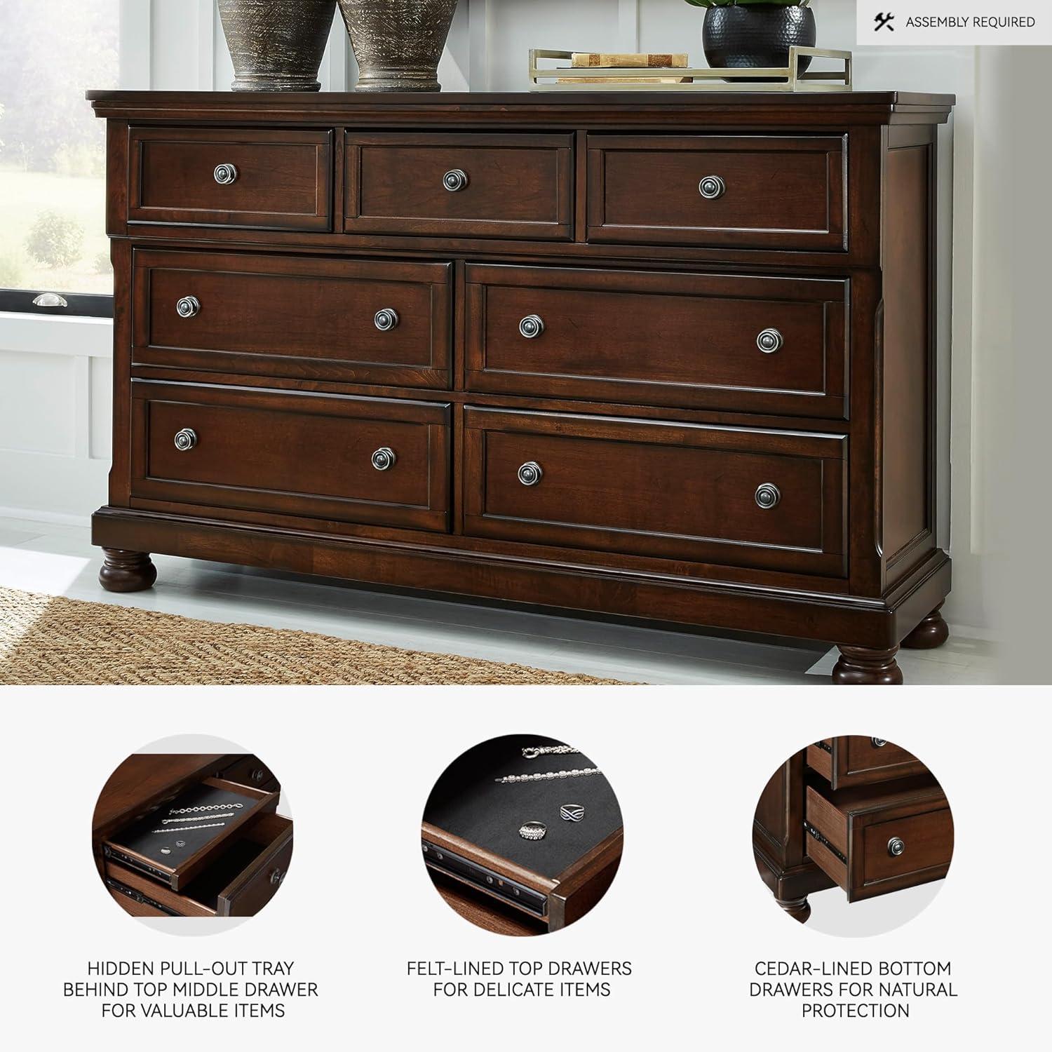 Ashley Furniture Flynnter 7 Drawer Dresser in Medium Brown