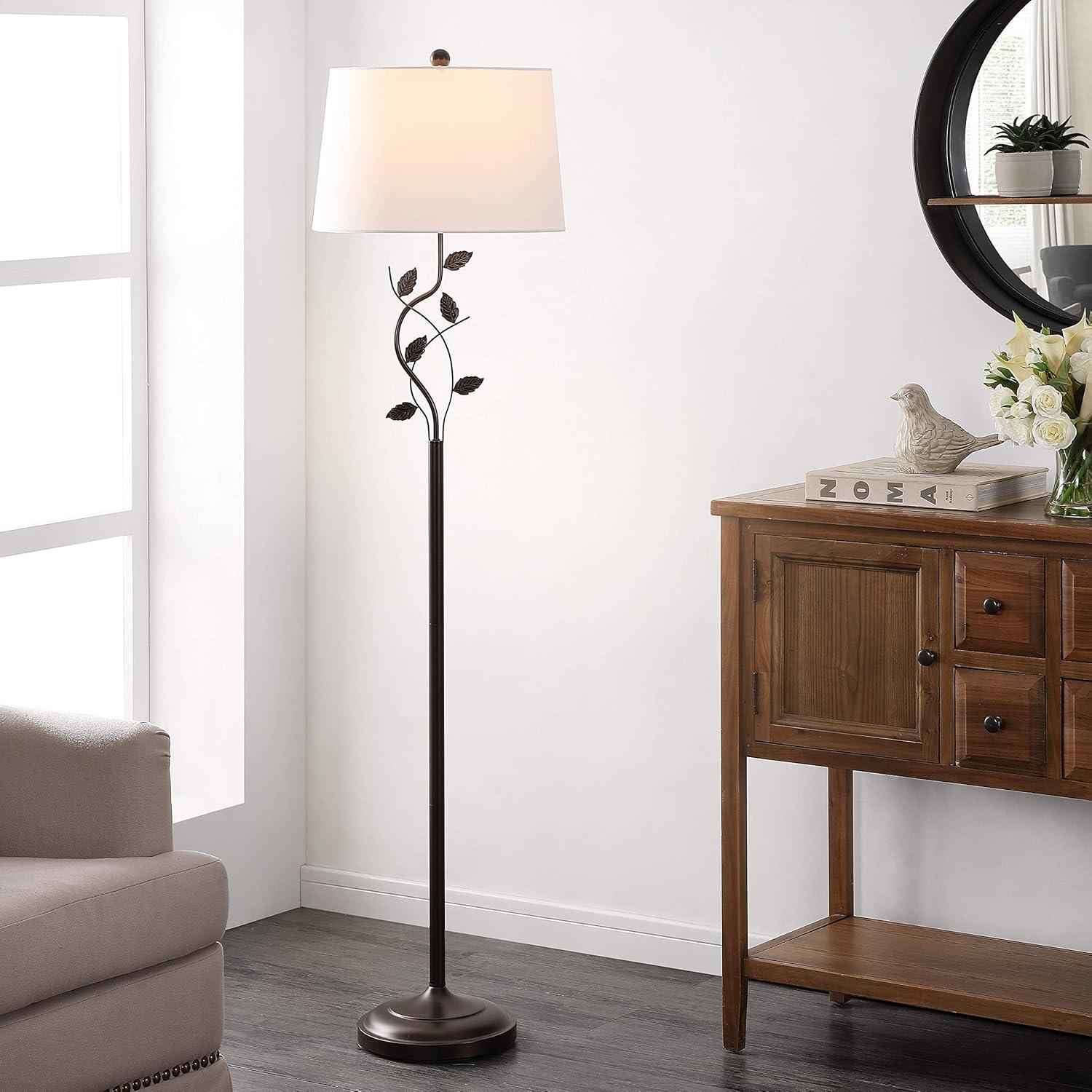 SAFAVIEH Rudy 61.5 in. Floral Iron Floor Lamp, Black