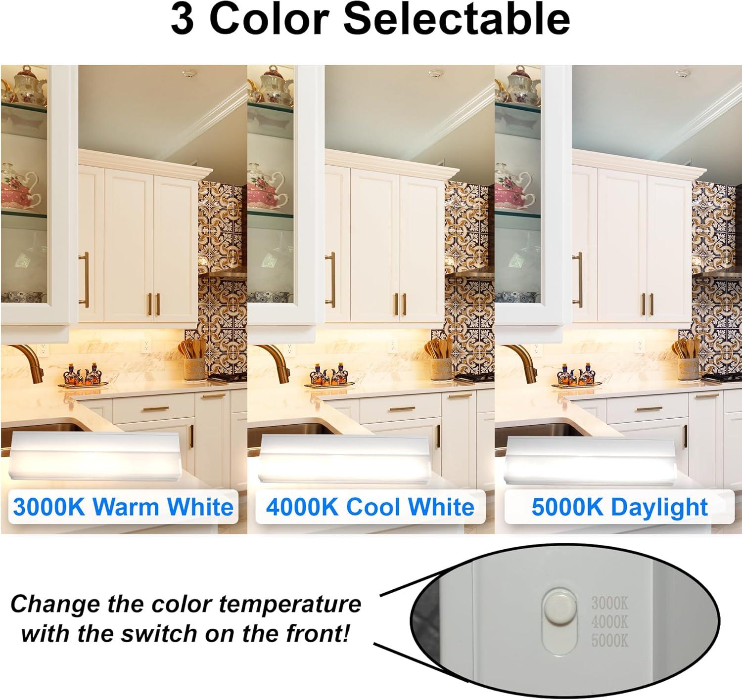 12 Inch LED Under Cabinet Lighting - Selectable Color 3000K/4000K/5000K - 600Lumens