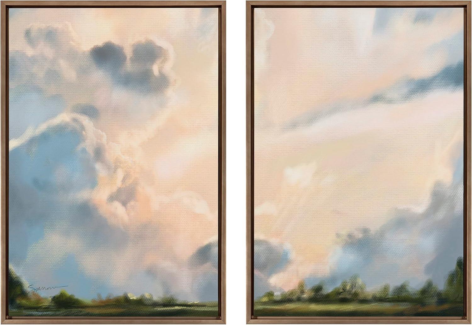 Sylvie Clouds Framed Canvas Set by Mary Sparrow