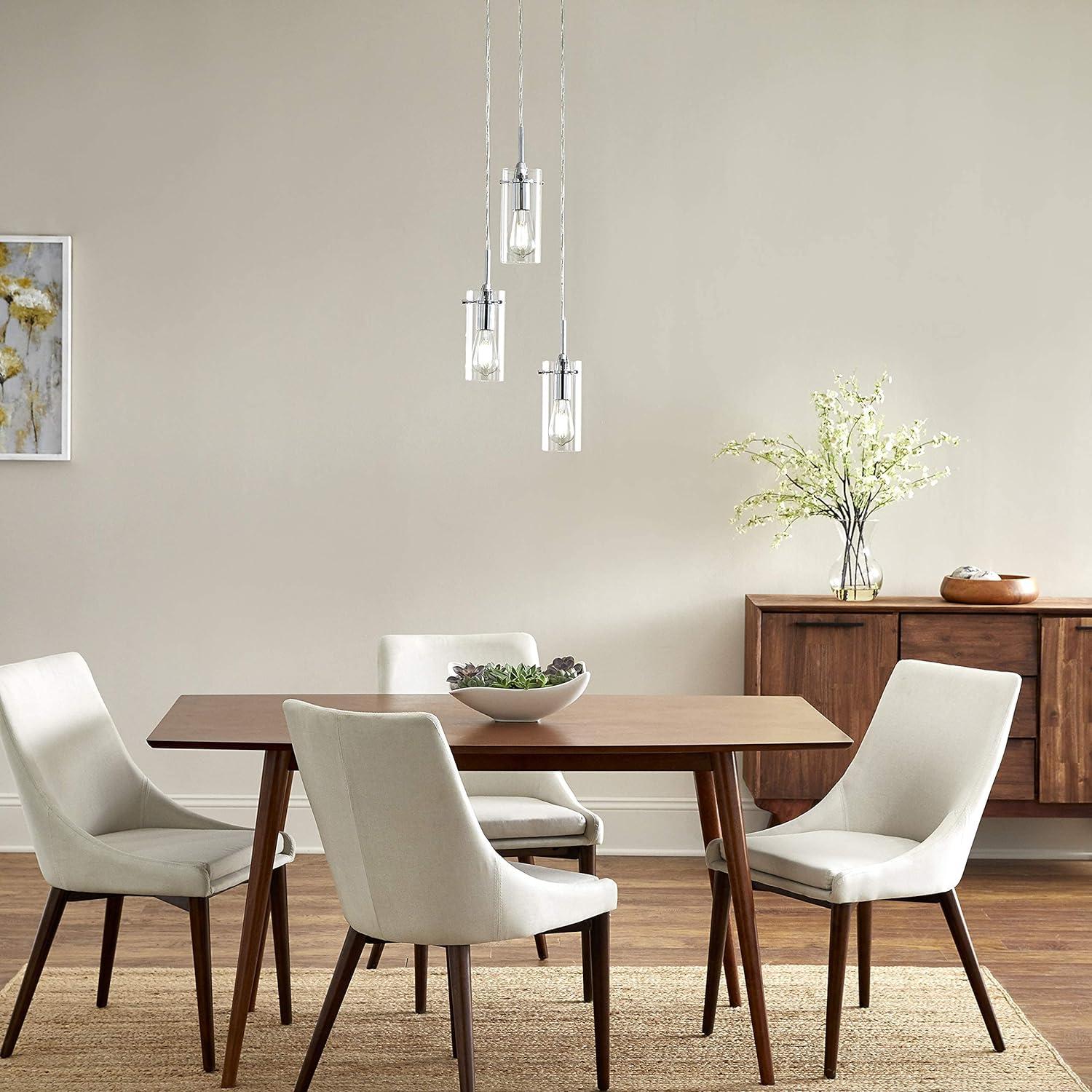 Brushed Nickel 3-Light LED Cluster Pendant with Clear Glass Shades