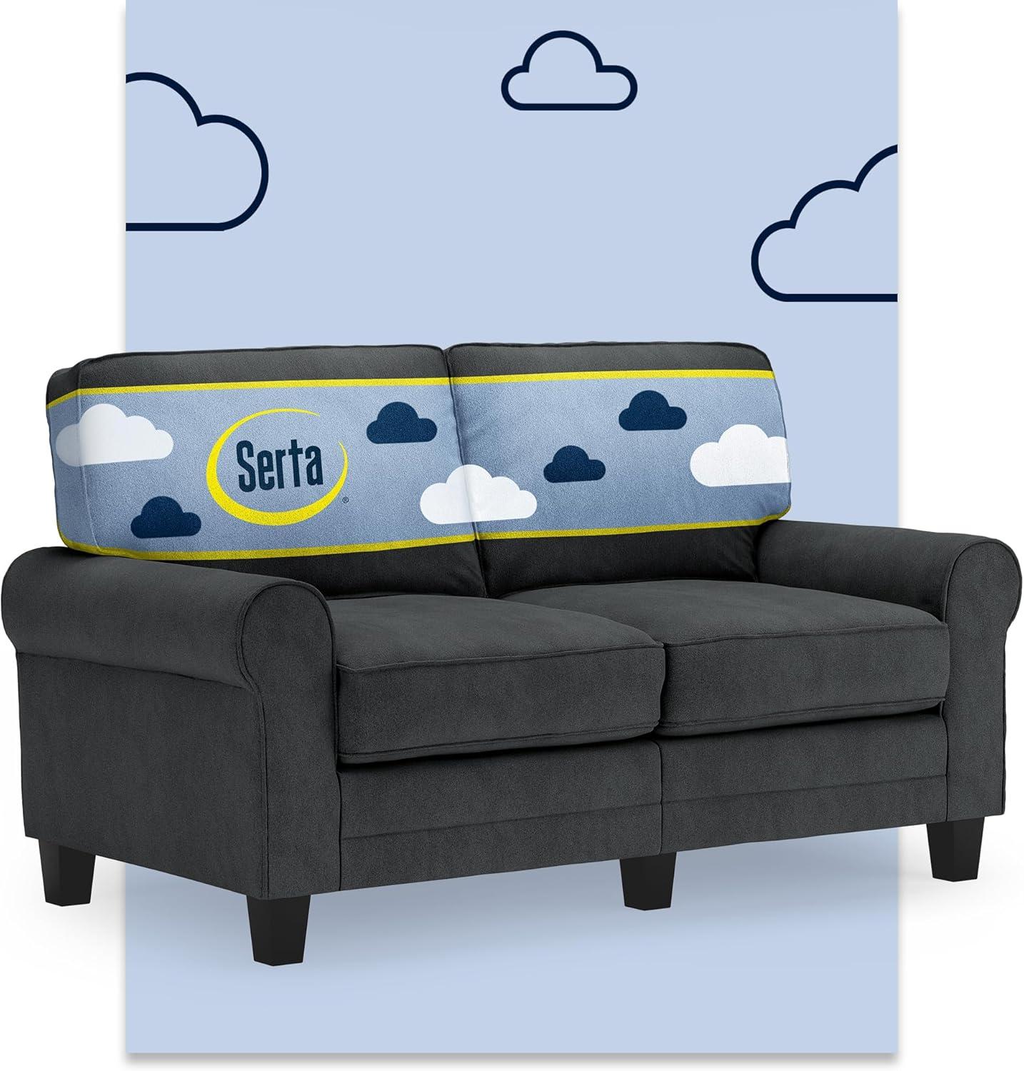 Serta Copenhagen 61" Rolled Arm Sofa, Easy Care Fabric, Soft Pillow Back, Pocket Coil Seat Cushions